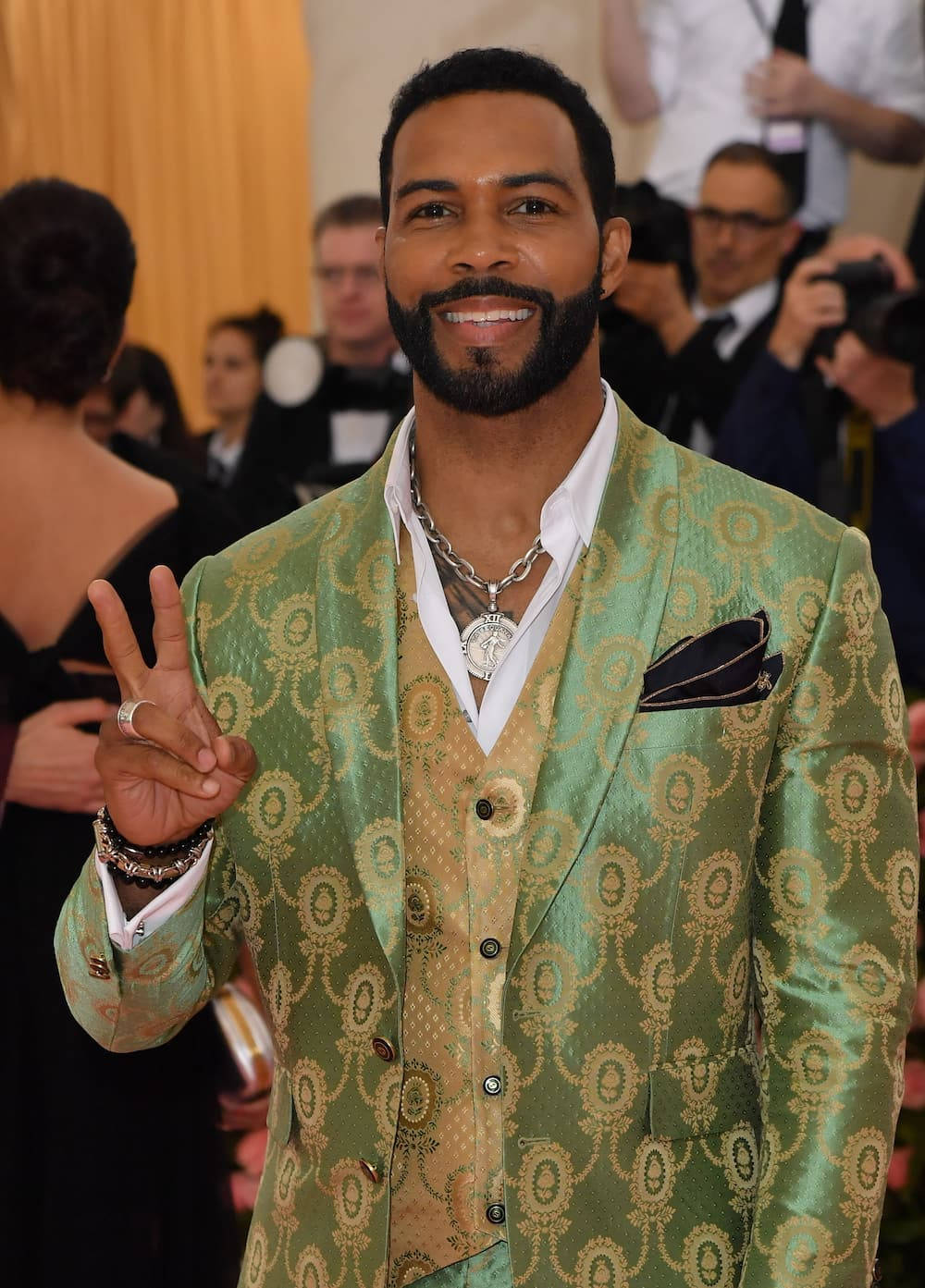 Handsome Black Man Fancy Green Suit Background