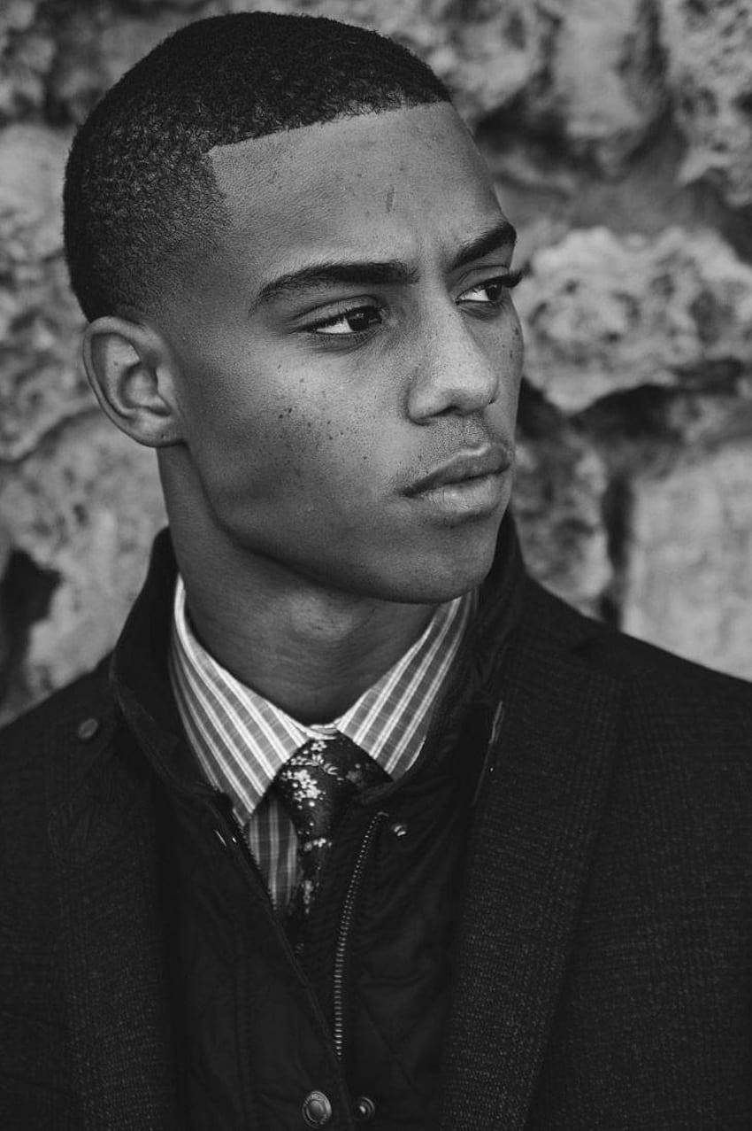 Handsome Black Man Grayscale Background