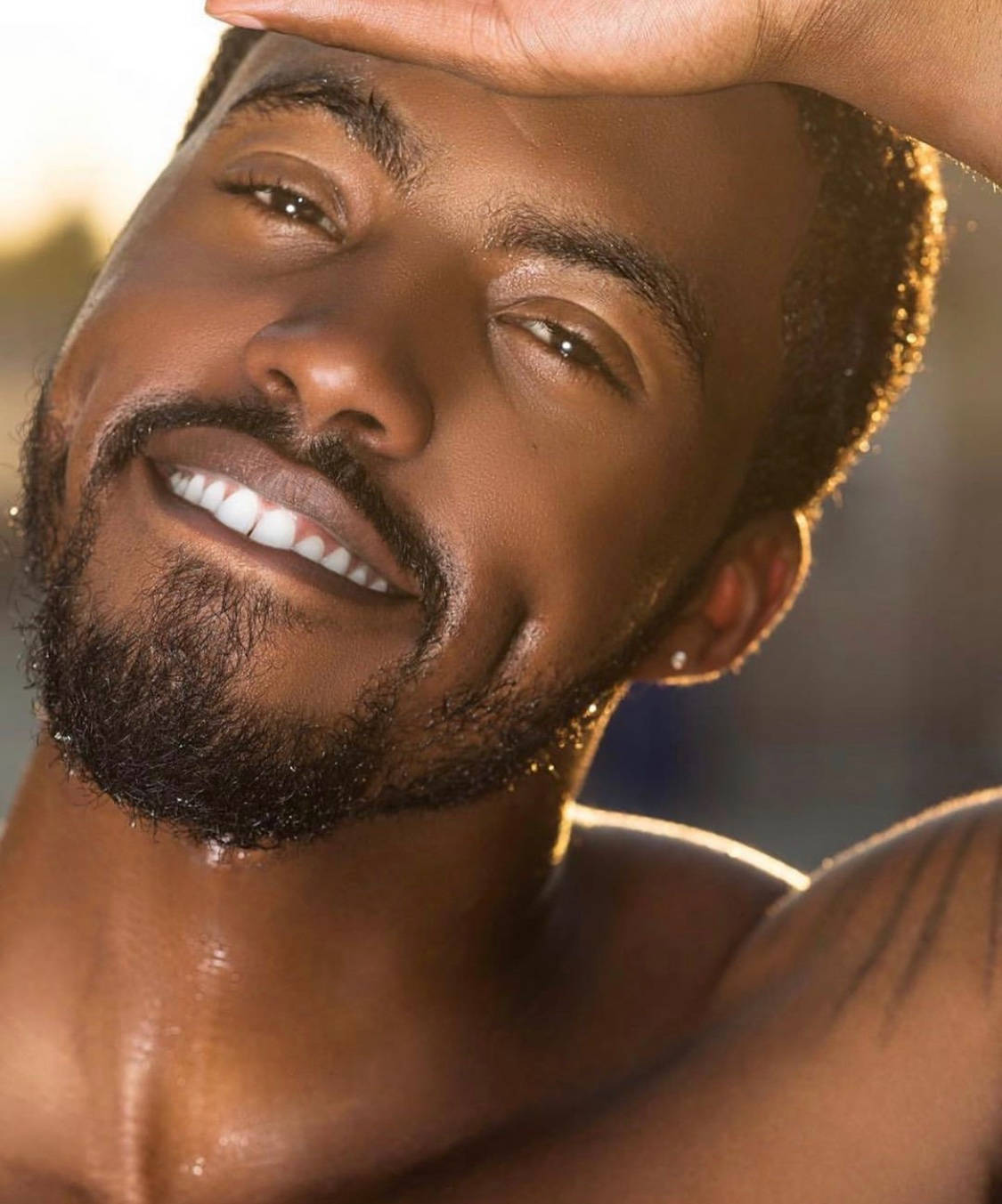 Handsome Black Man Sweaty Background