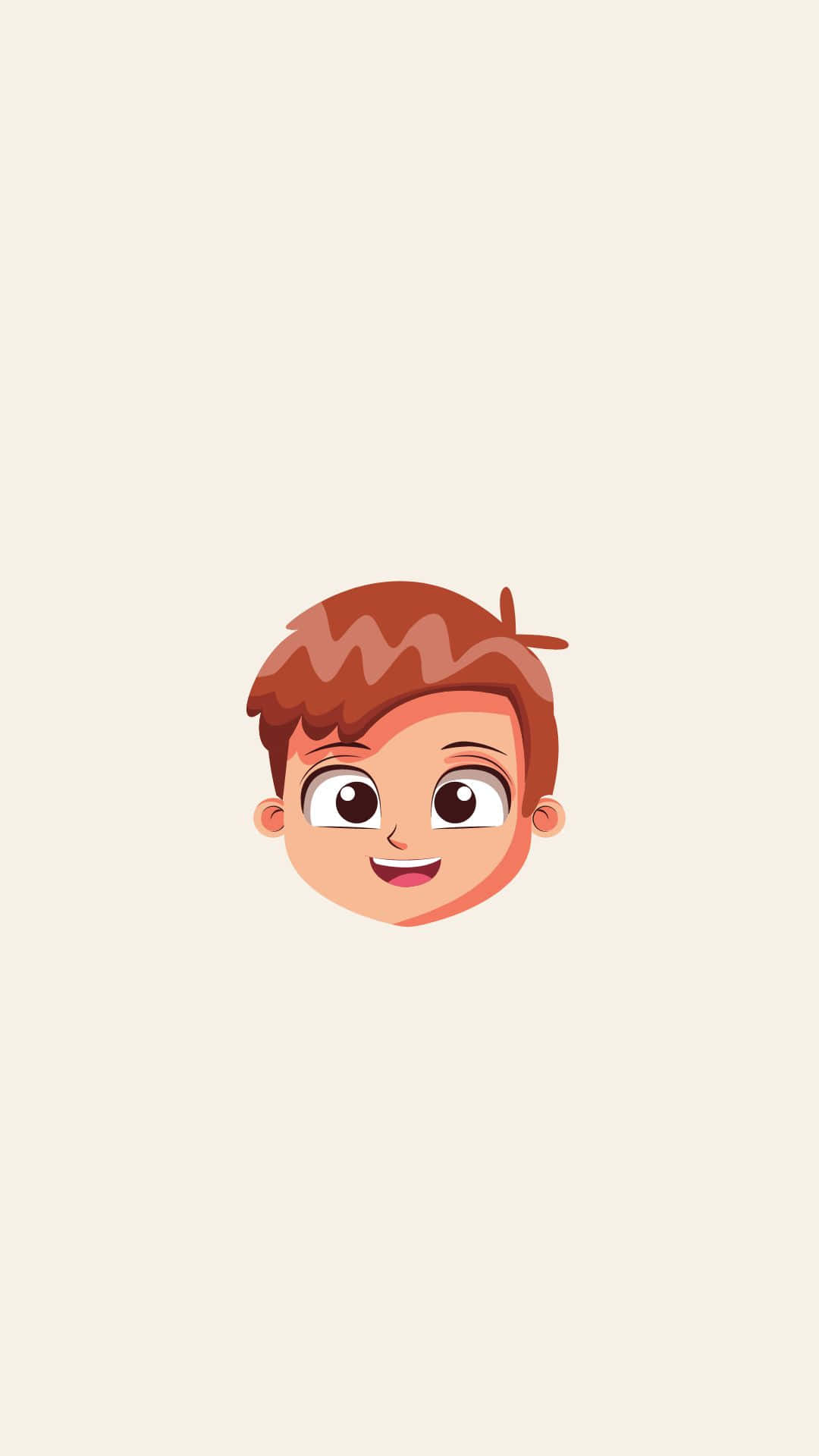 Handsome Boy Cartoon Head With Brown Hair Background