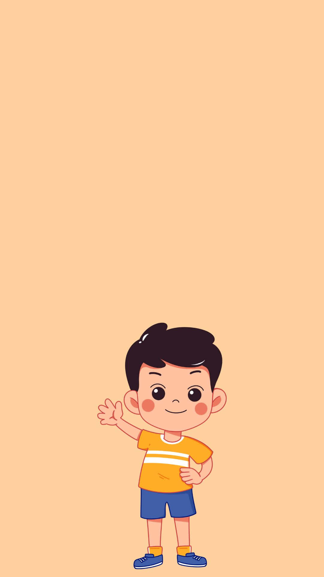Handsome Boy Cartoon In Yellow And Blue Background