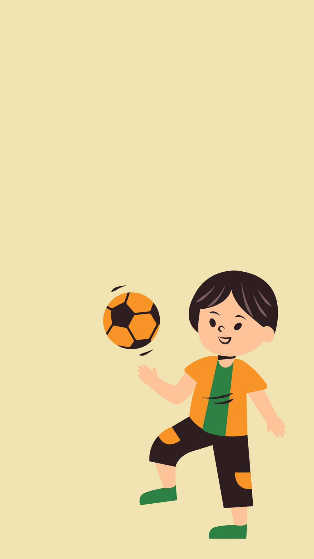 Handsome Boy Cartoon Playing Soccer Ball