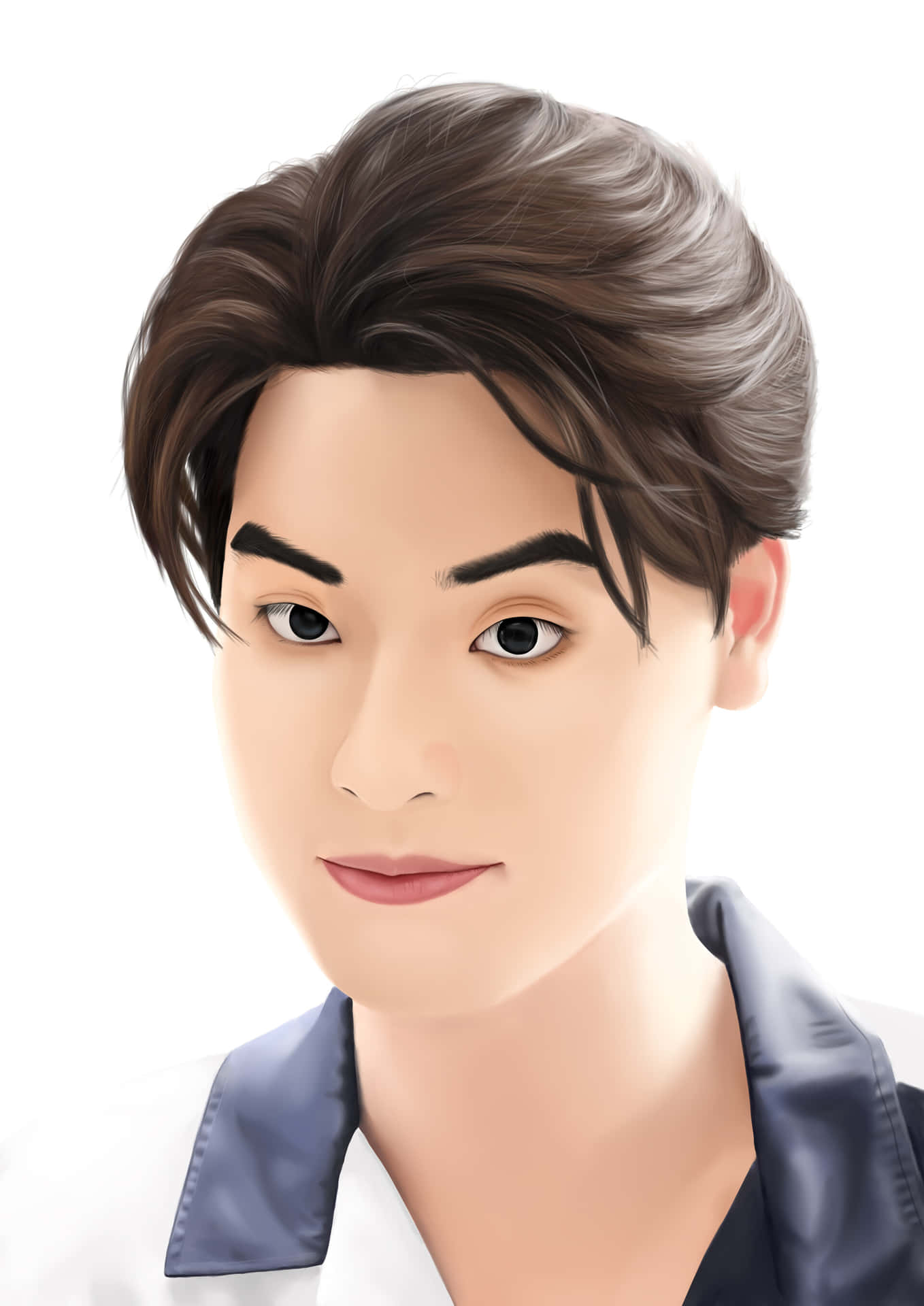 Handsome Boy Cartoon Realistic Digital Painting Background