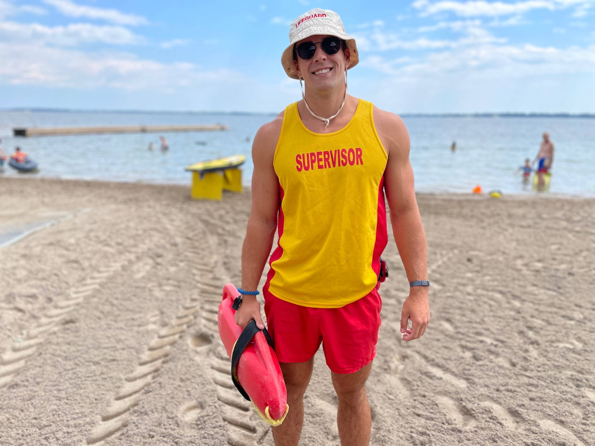 Handsome Lifeguard Beach Summer Vacation