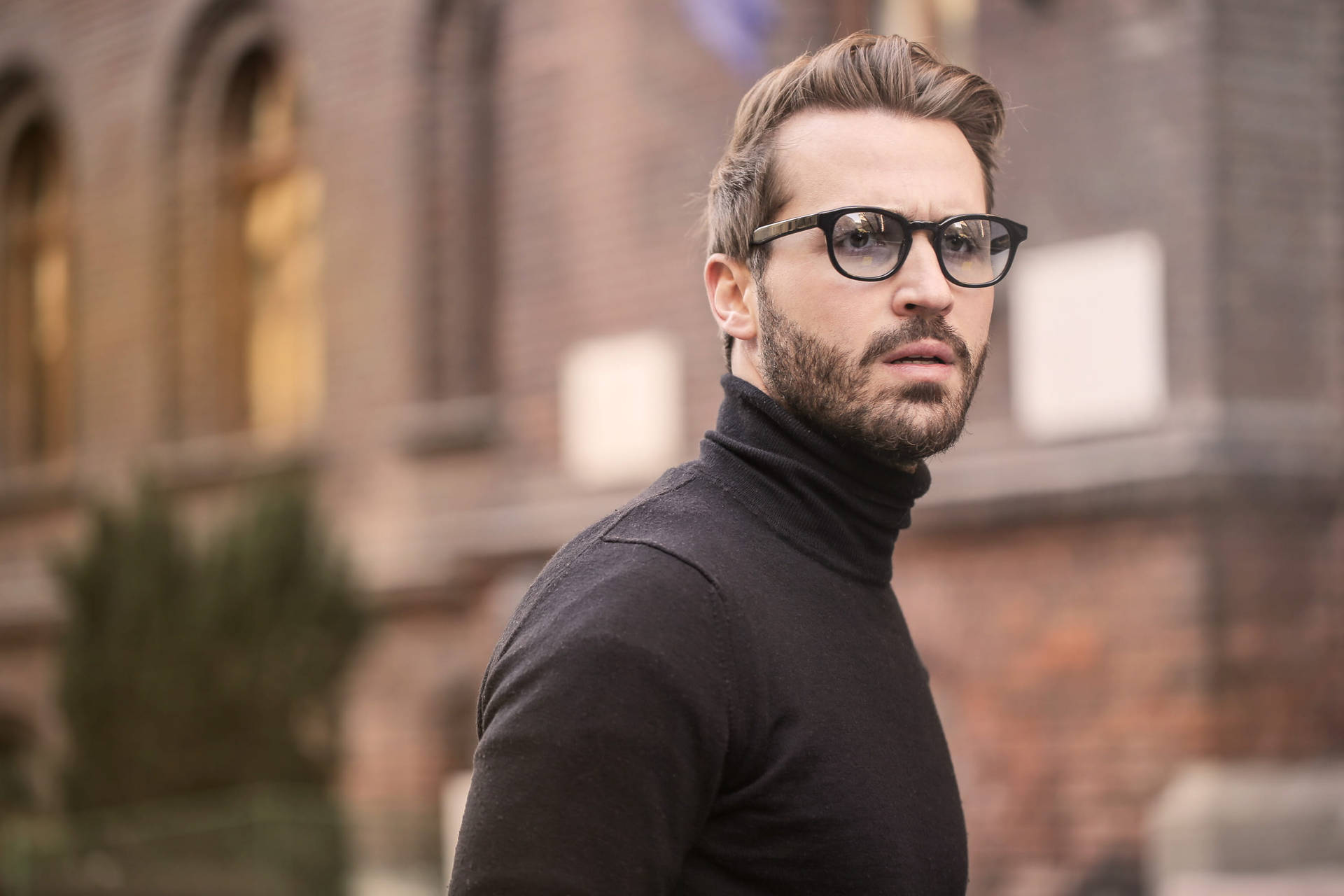 Handsome Man Turtleneck Glasses