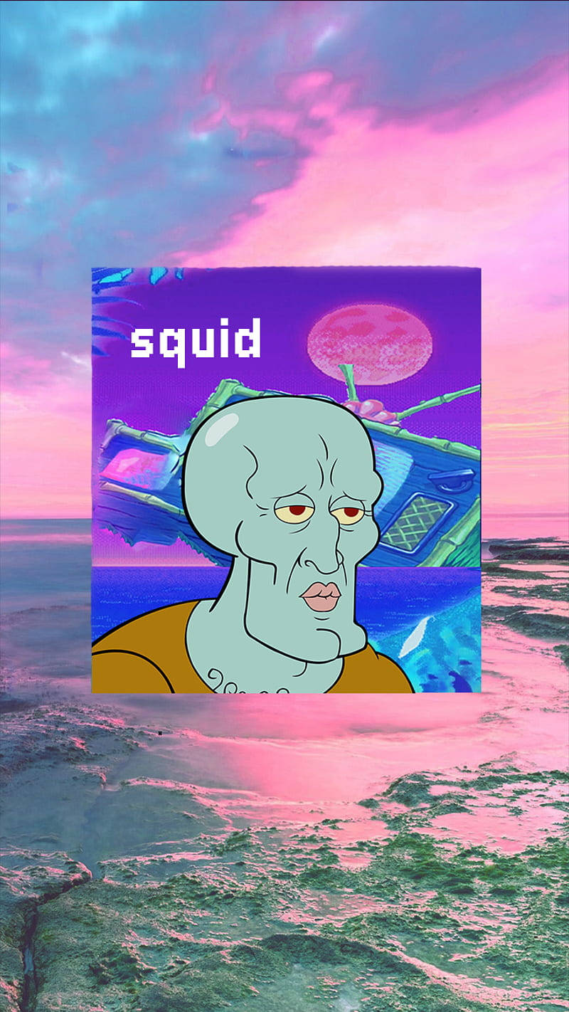 Handsome Squidward Tentacles Ocean Aesthetic Background