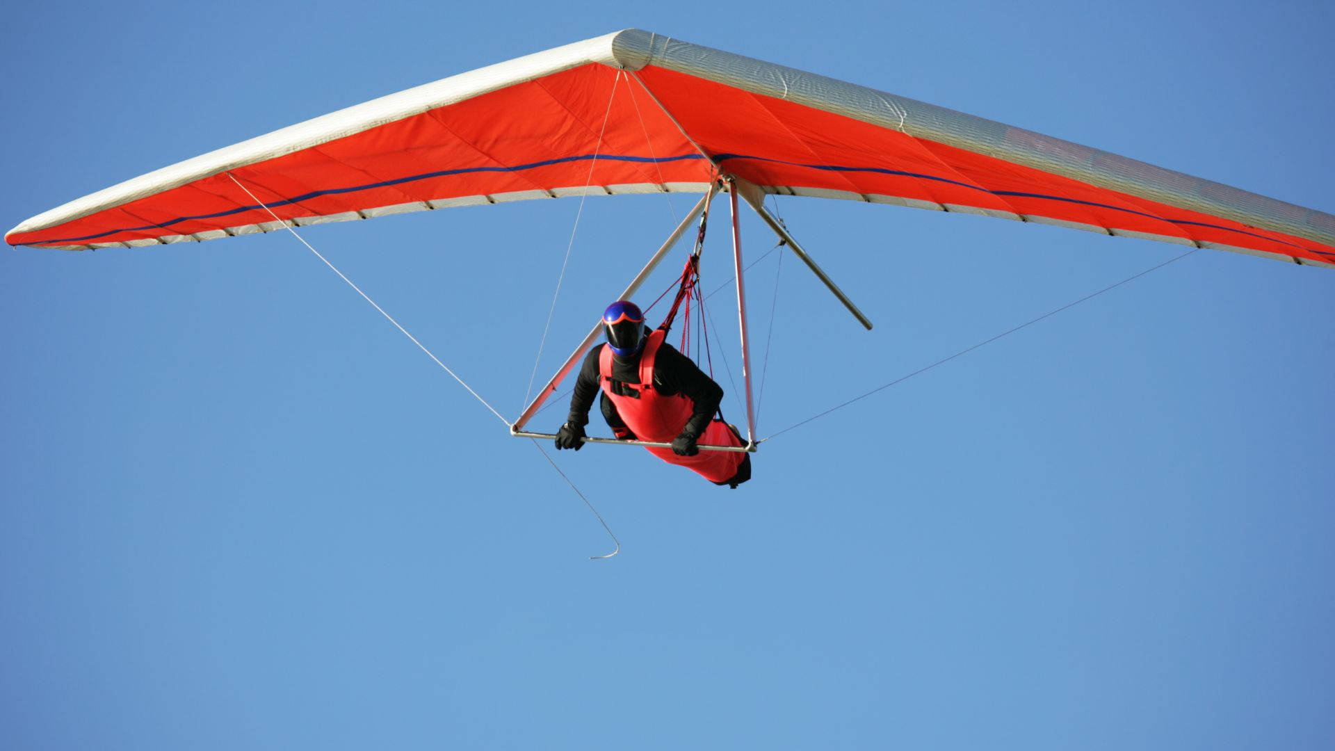 Hang Gliding Orange Sailcloth Blue Skies