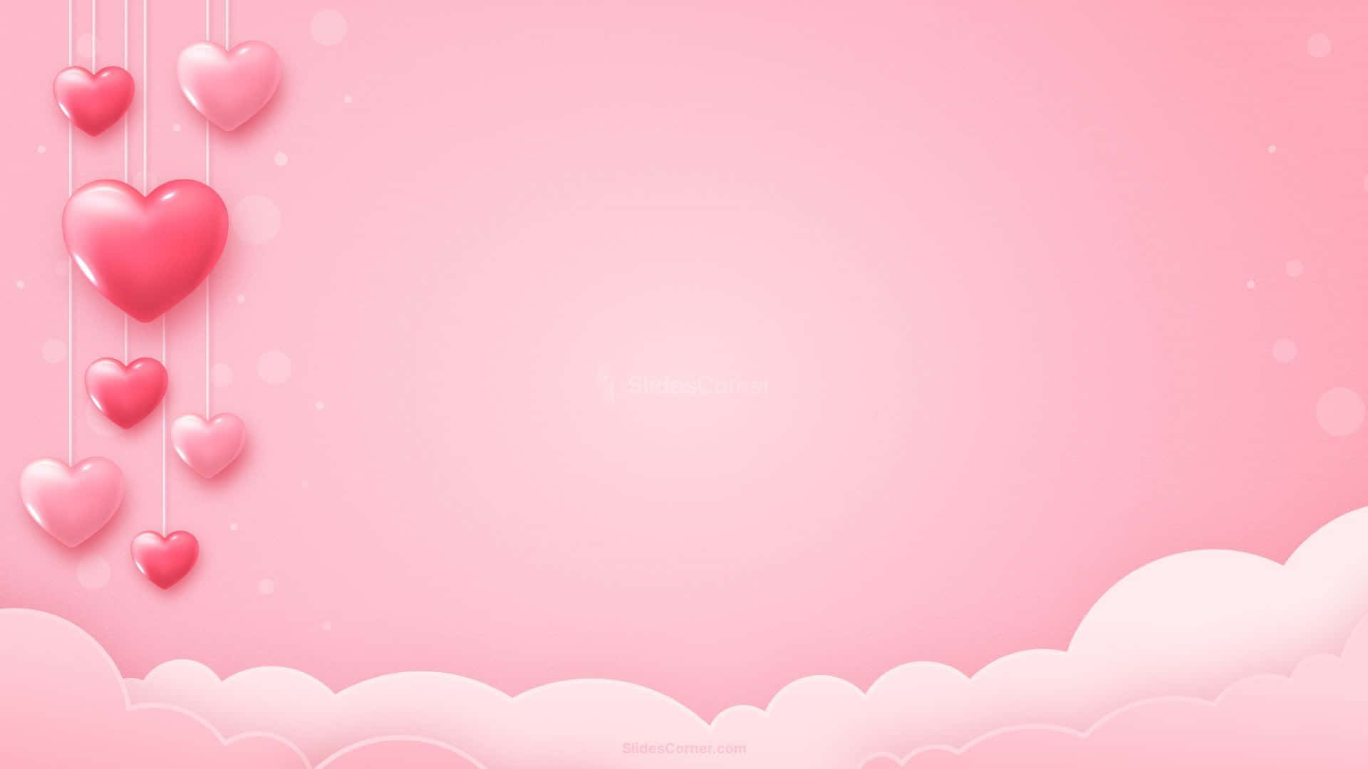 Hanging Hearts Pink Background Background