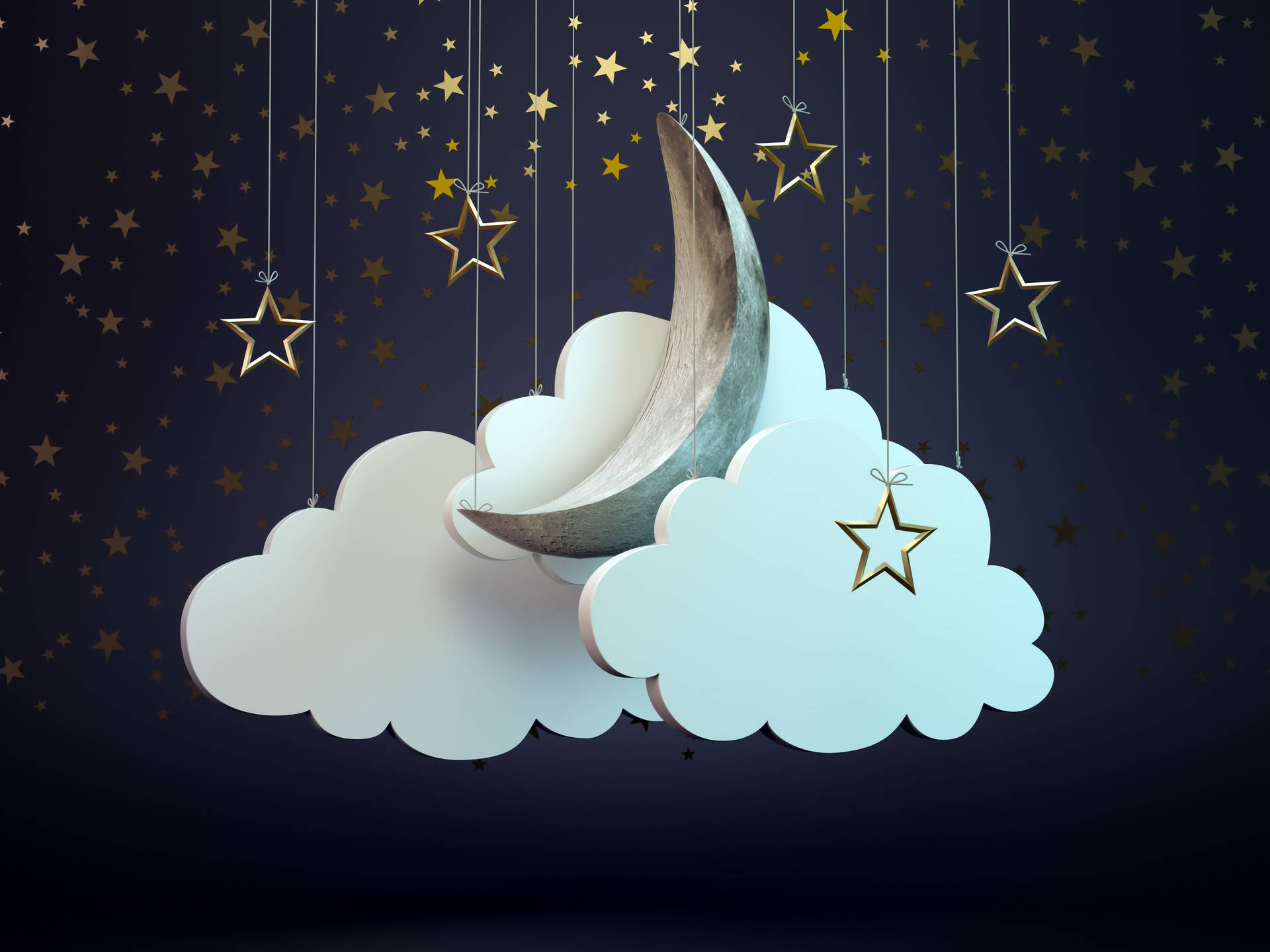 Hanging Moon And Stars Background