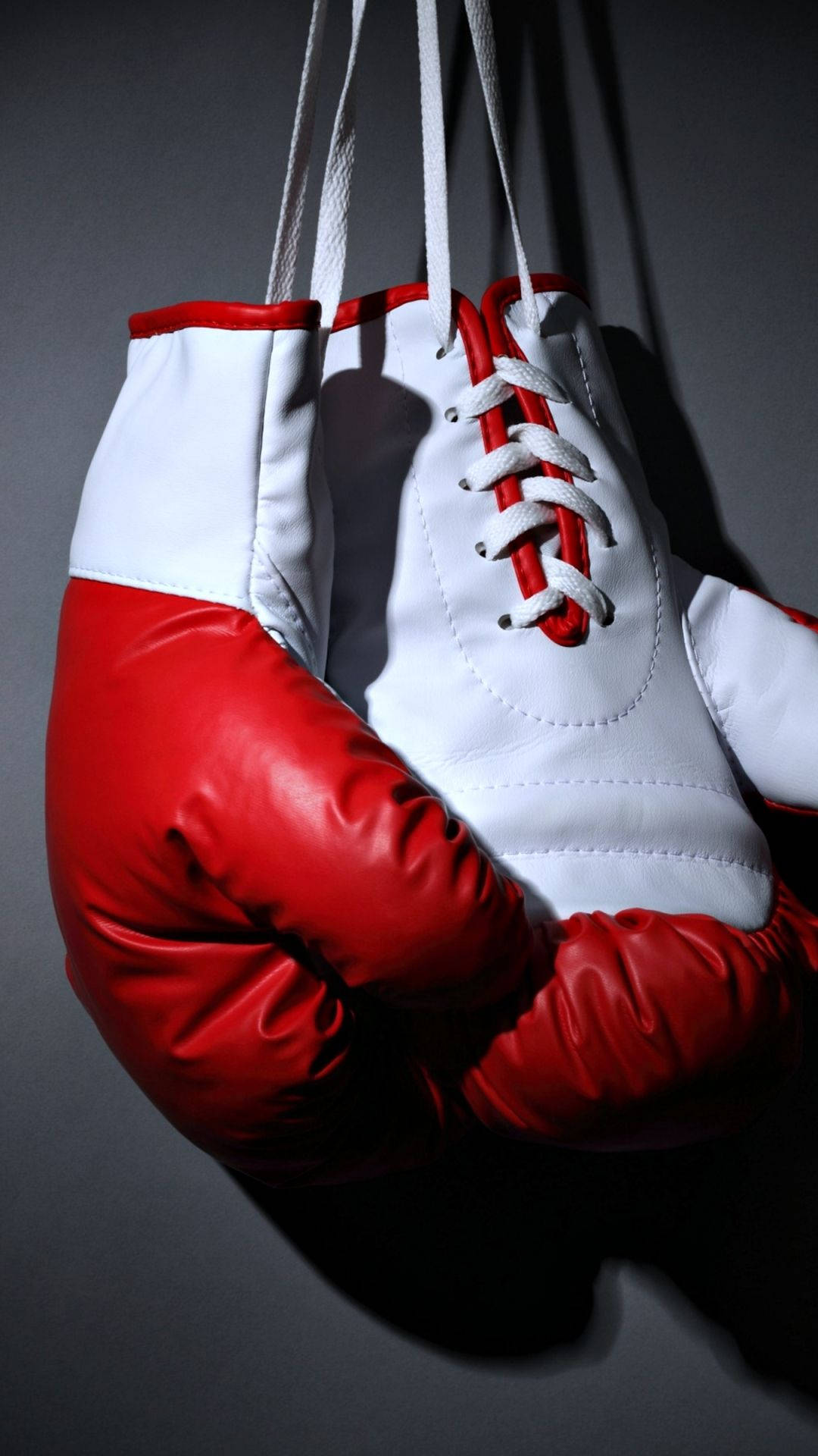 Hanging White Red Boxing Gloves Background