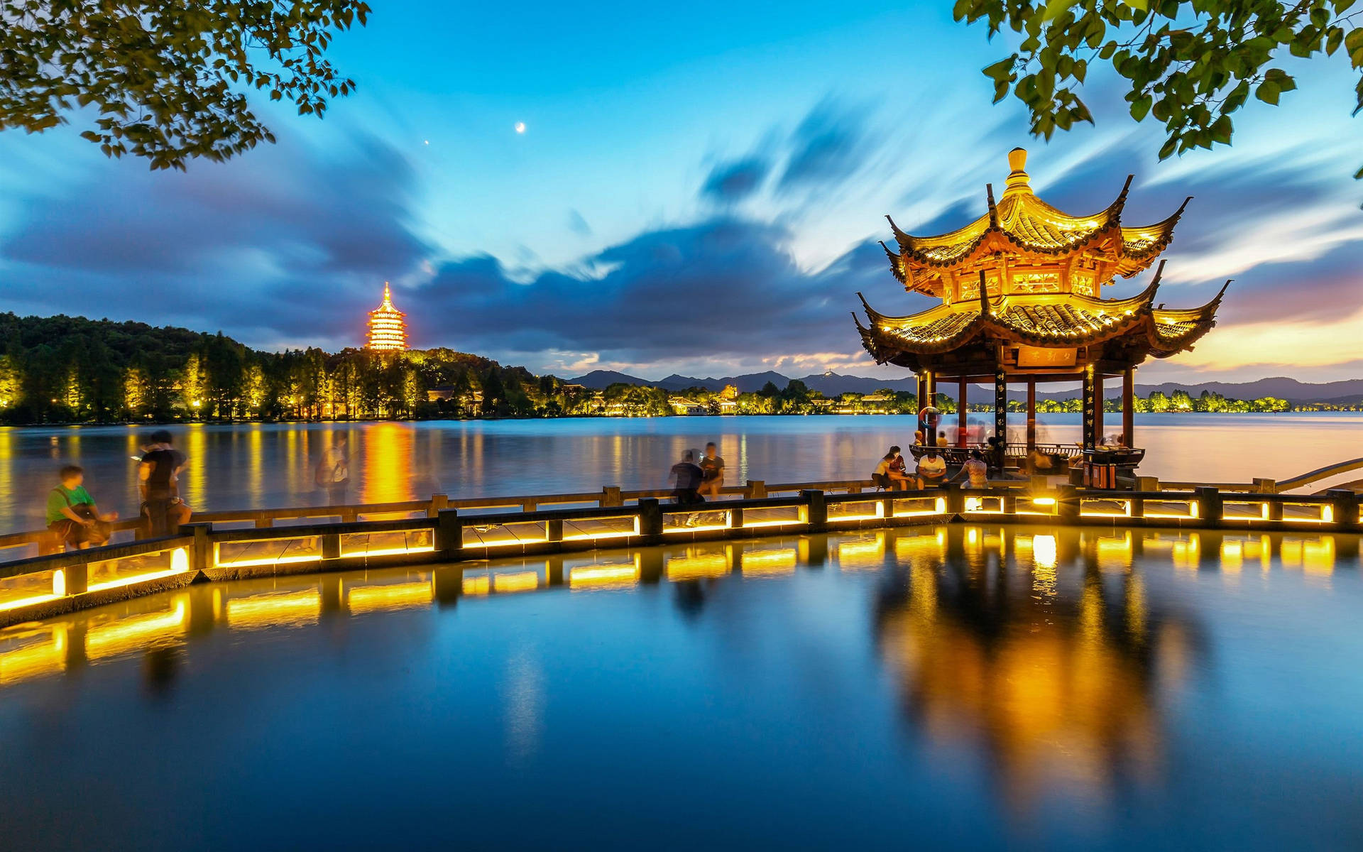 Hangzhou Lake Scenery Background