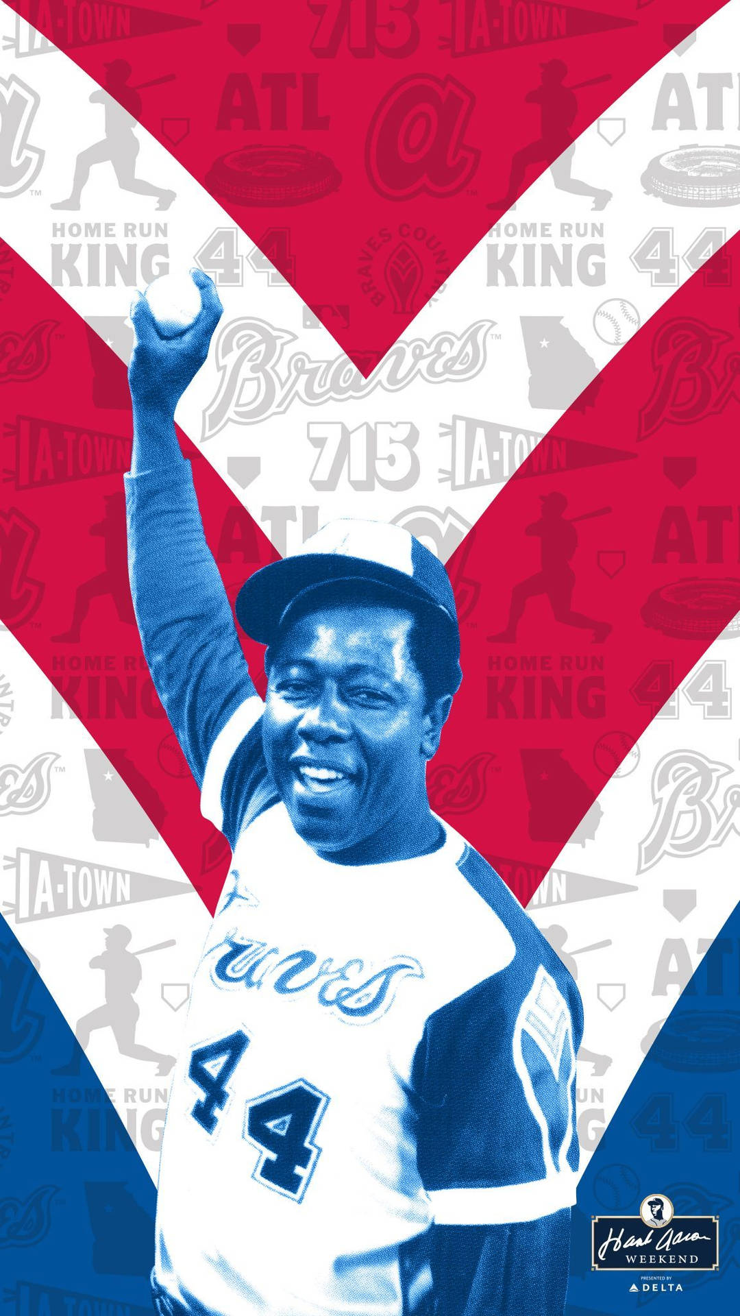 Hank Aaron Red, White, And Blue Background