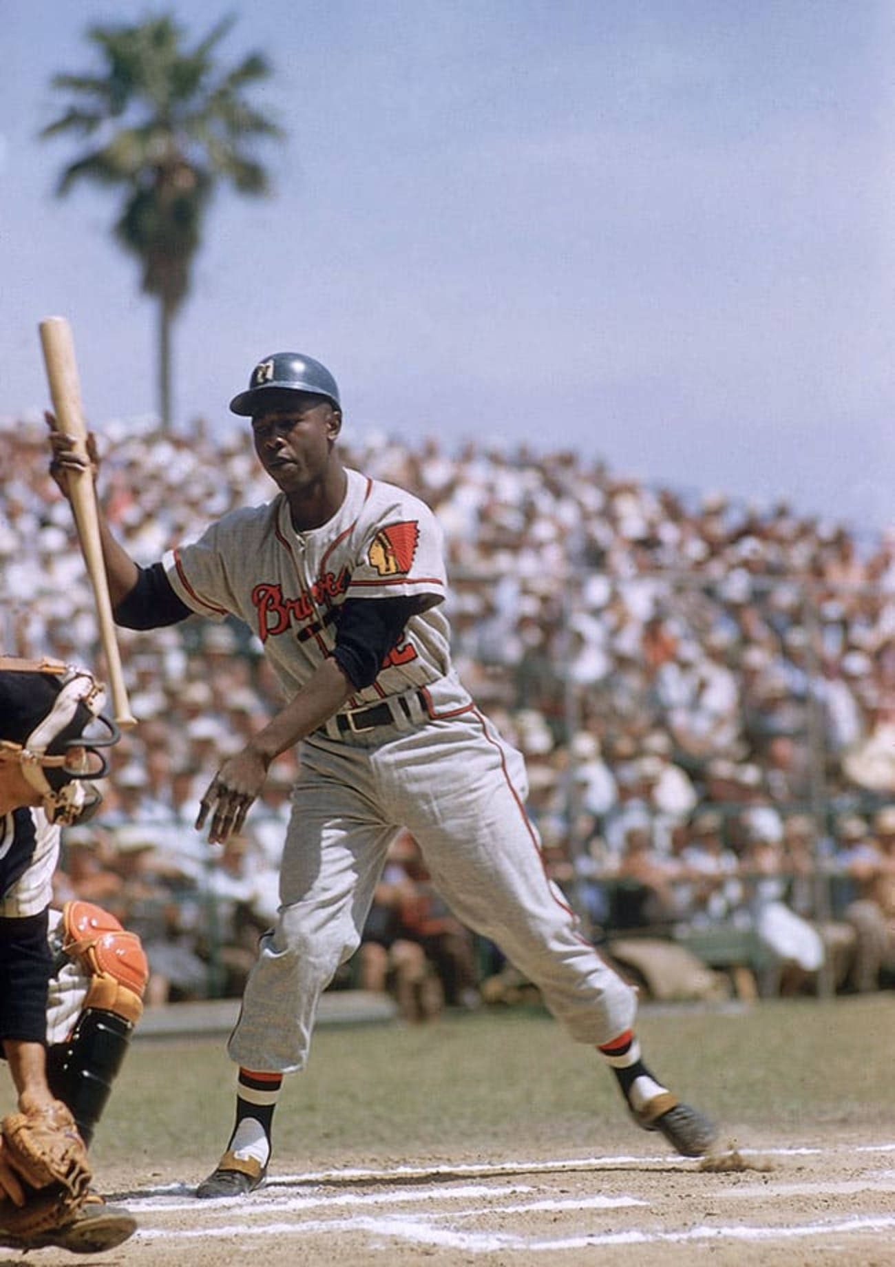 Hank Aaron Talking To Catcher