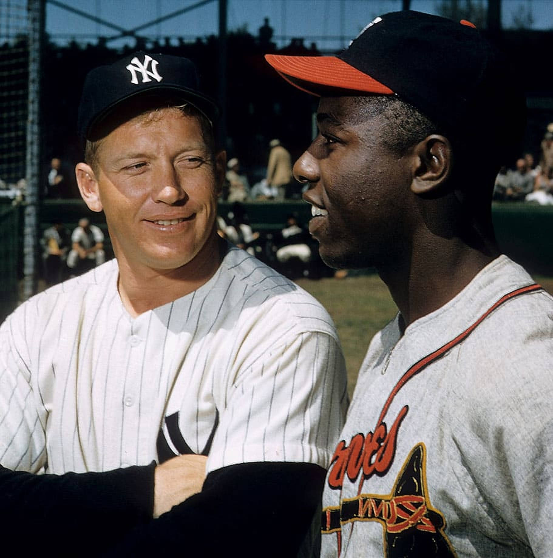 Hank Aaron With Mickey Mantle Background