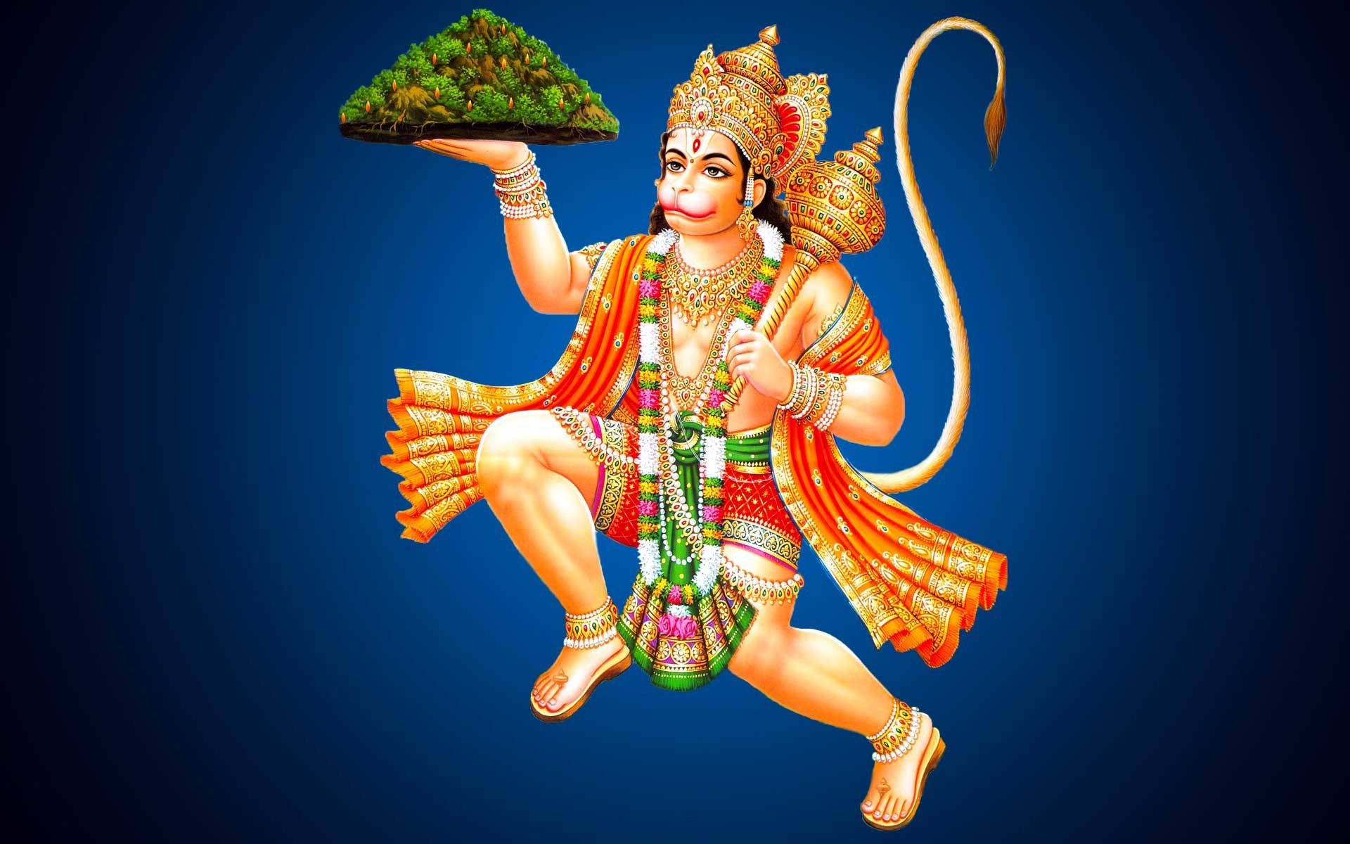 Hanuman Ji Hd In Blue Background Background