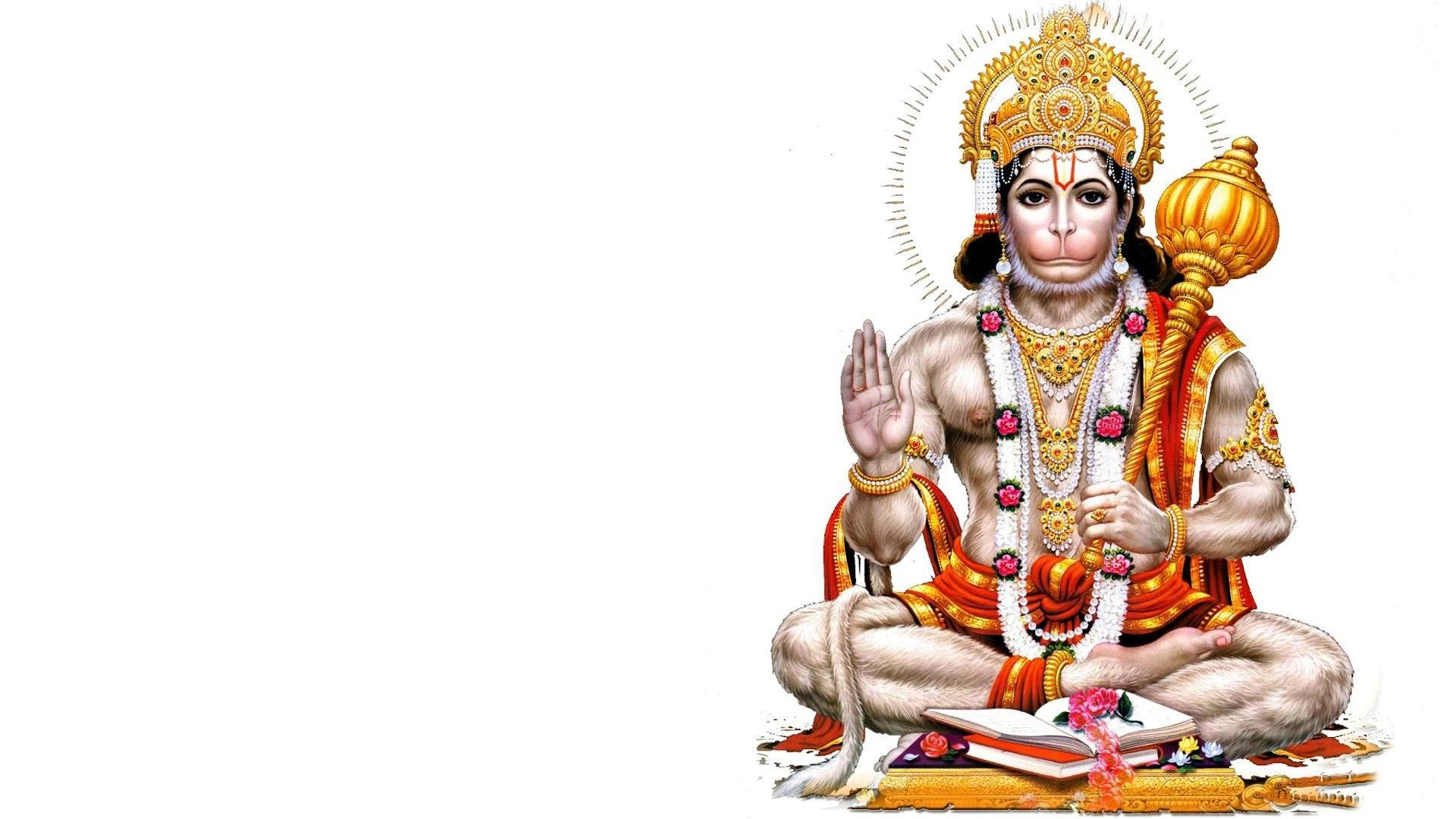 Hanuman Meditating On White 4k Hd Background