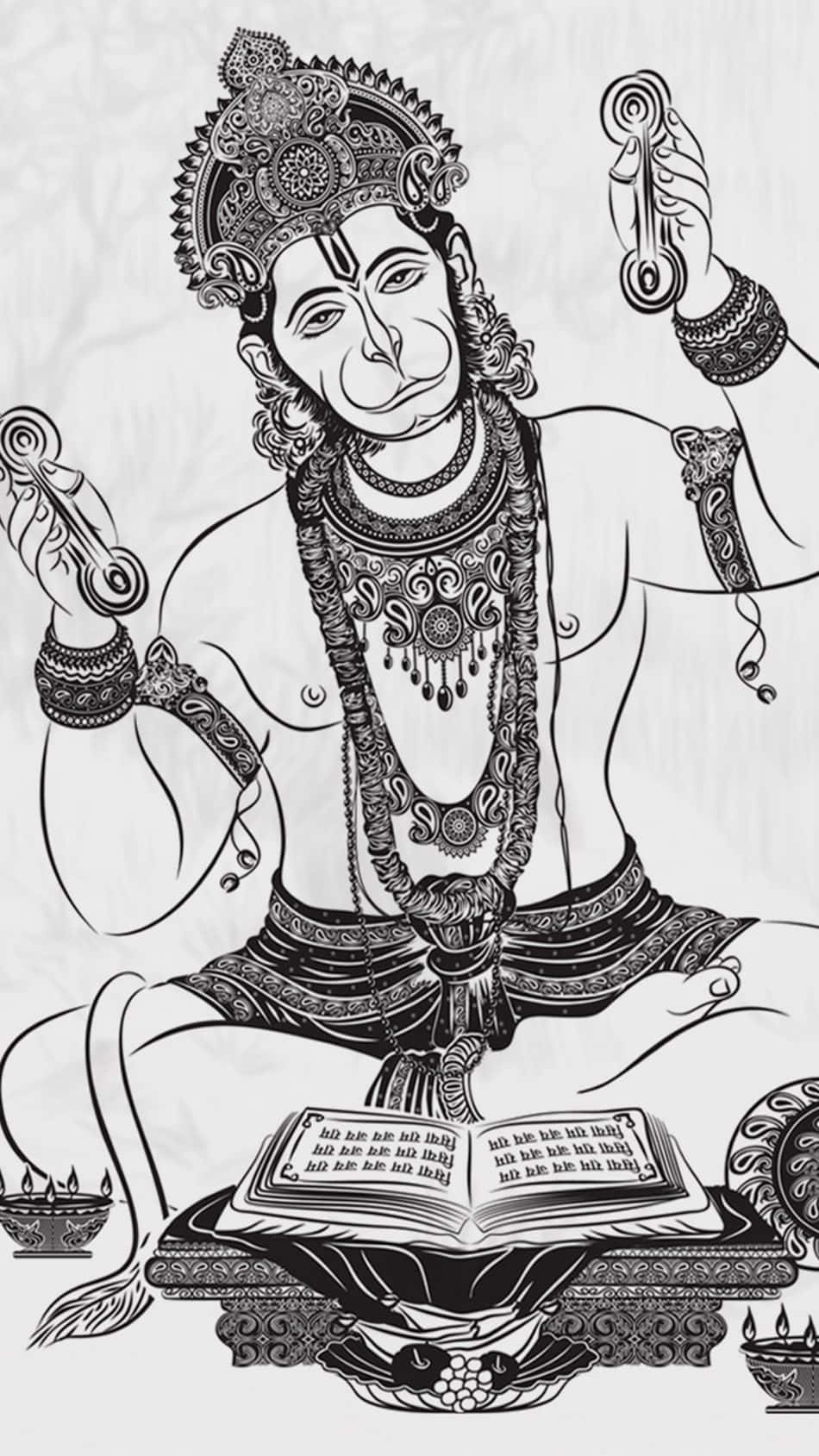 Hanuman Reading Ramayana Background