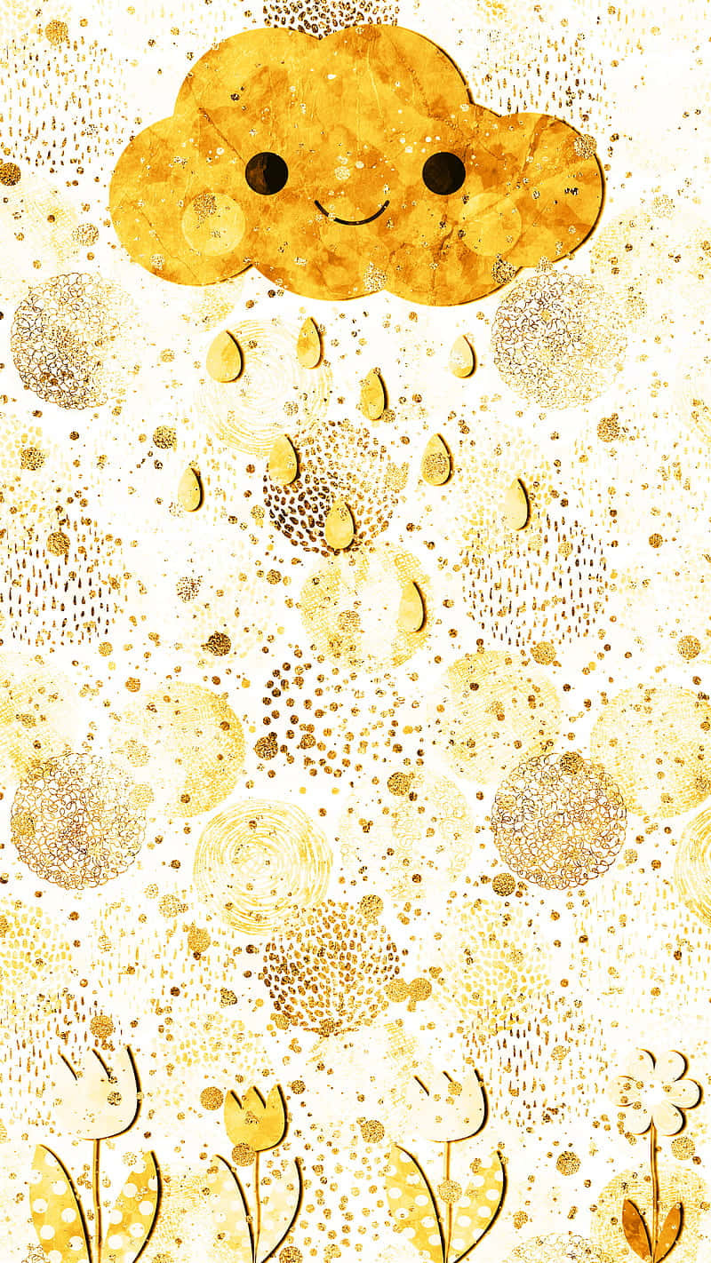 Happiness Is A Color - Kawaii Yellow Background
