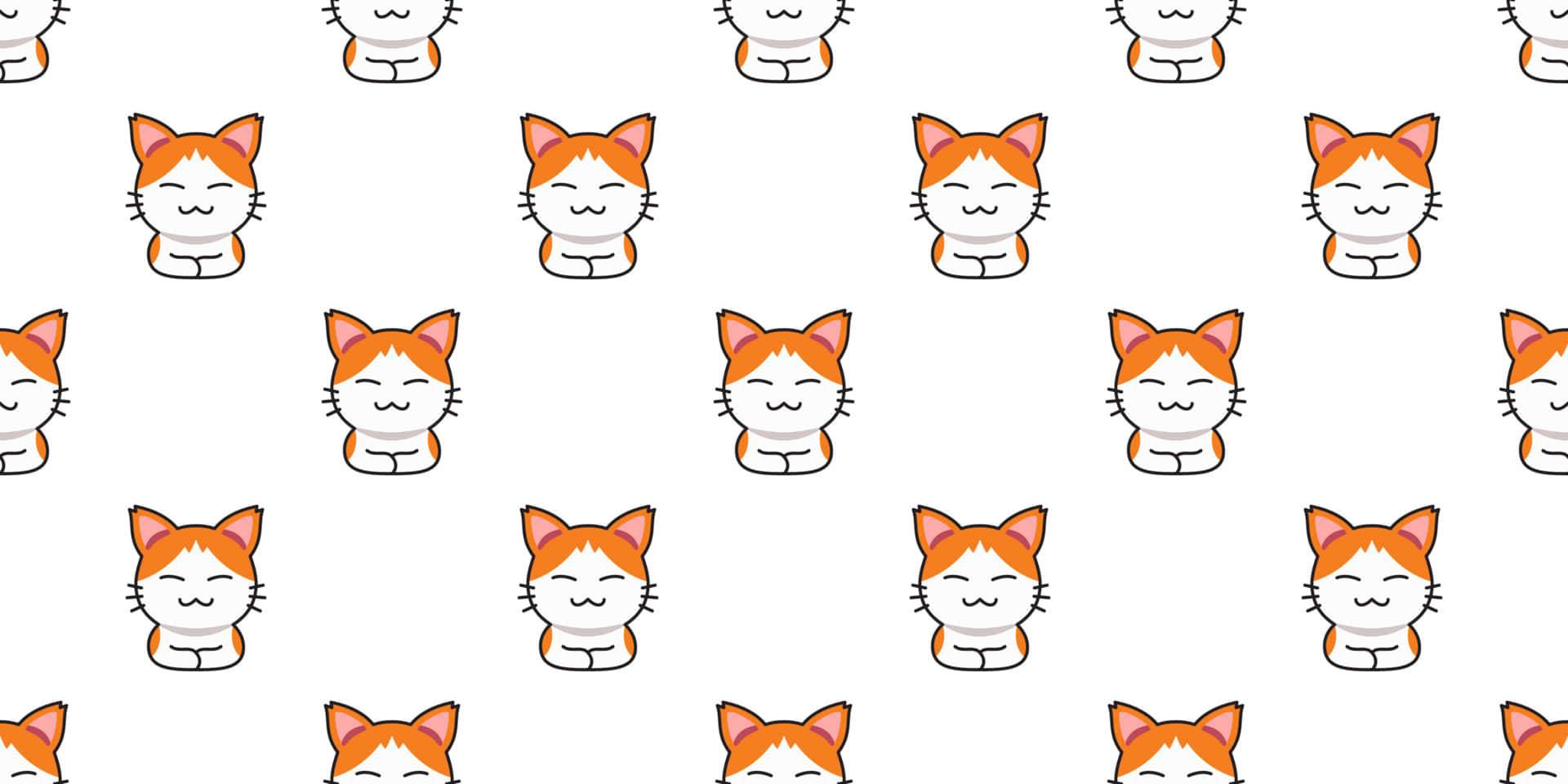 Happy And Cute Cat Pattern Background