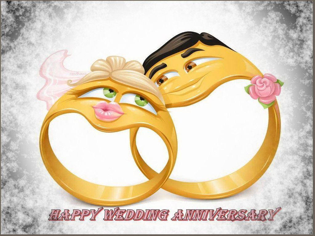 Happy Anniversary Cute Golden Rings Background
