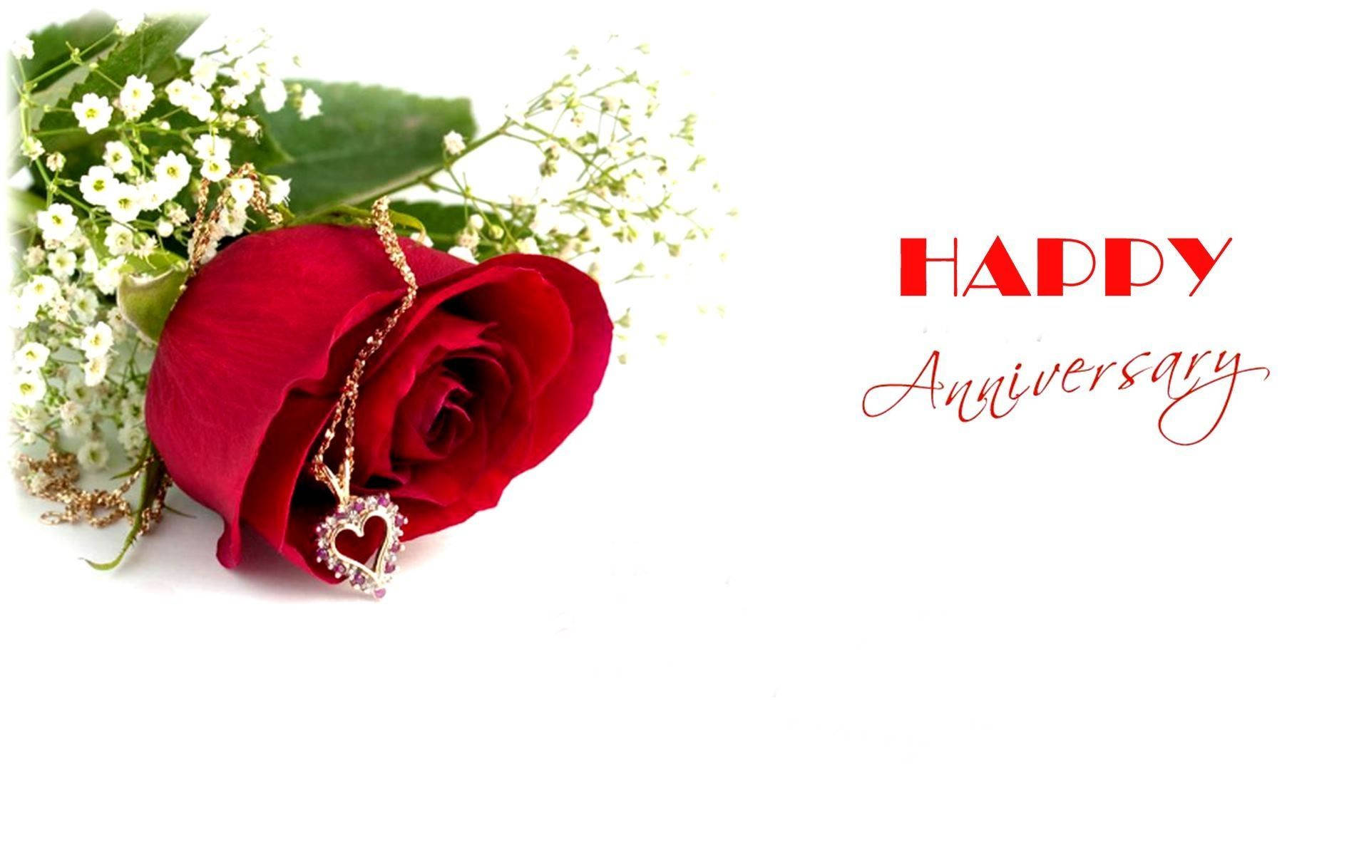 Happy Anniversary Message With Red Rose Background