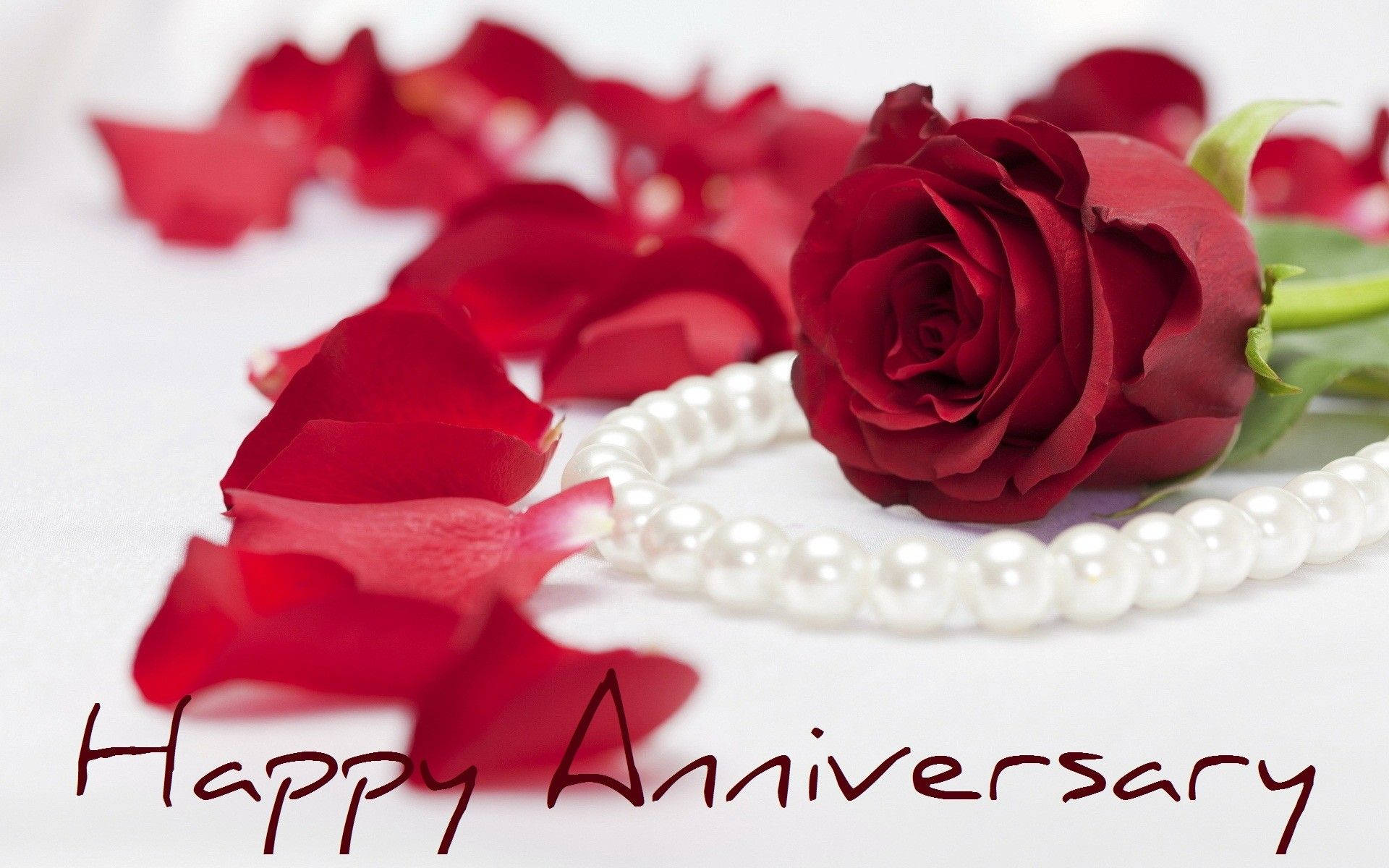 Happy Anniversary Rose And Pearls Background
