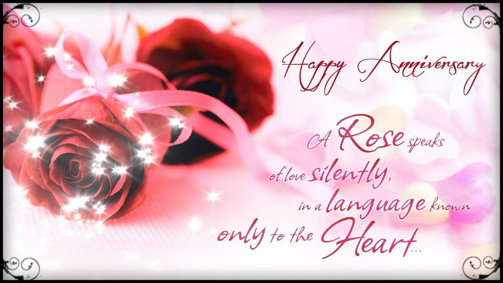 Happy Anniversary Sparkling Red Roses Background