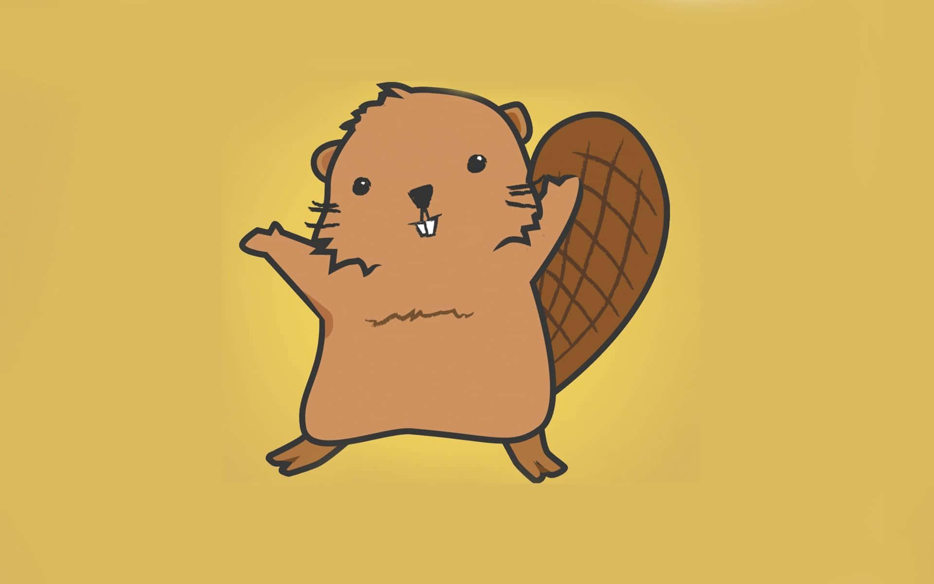 Happy Beaver Cartoon Illustration