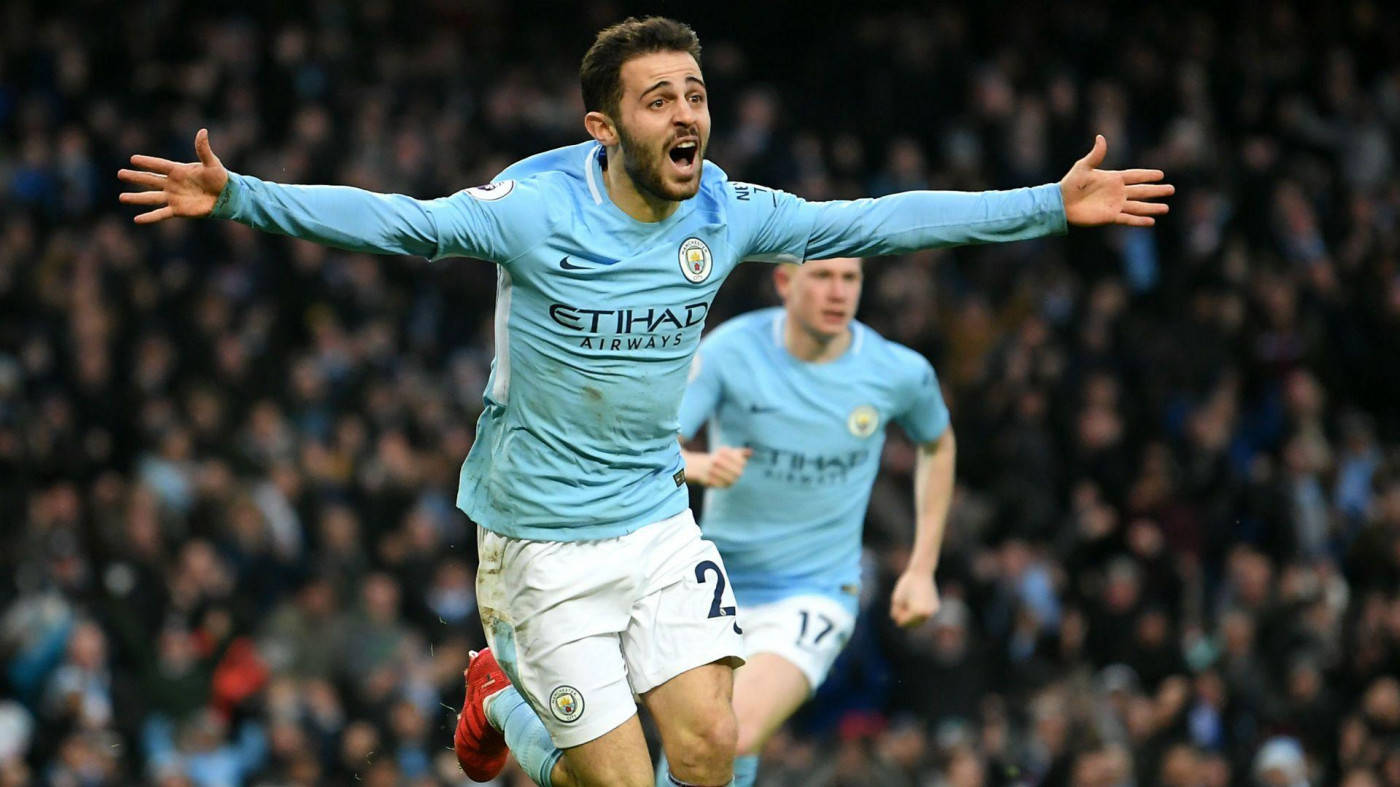 Happy Bernardo Silva Running With His Arms Out Background