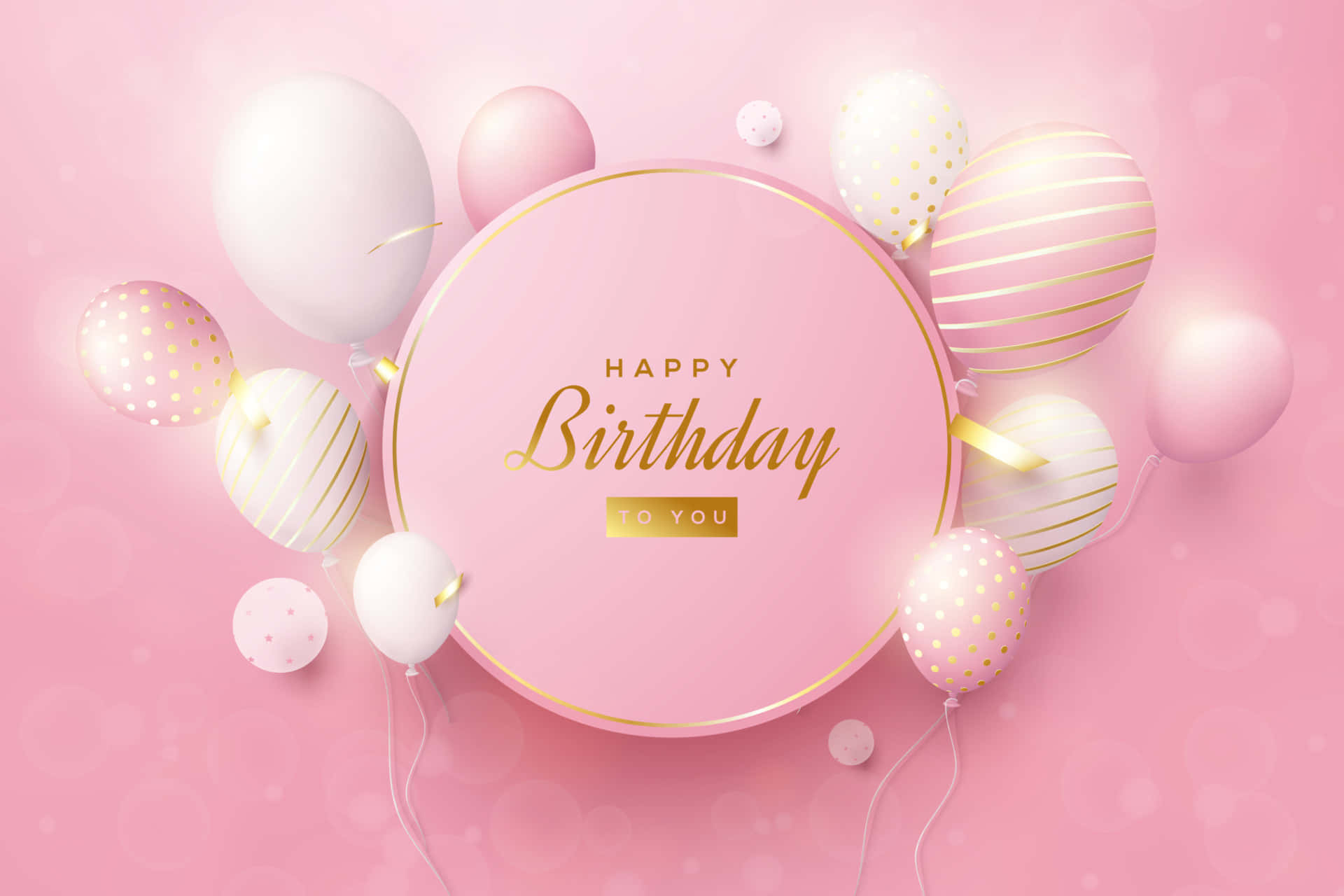 Happy Birthday Balloons On Pink Background Background