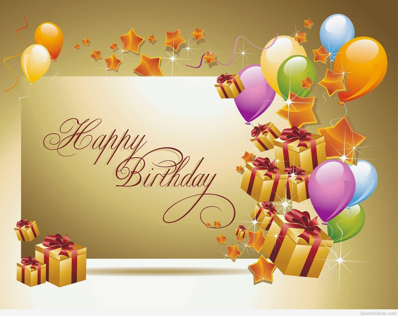Happy Birthday Greeting In Gold Background
