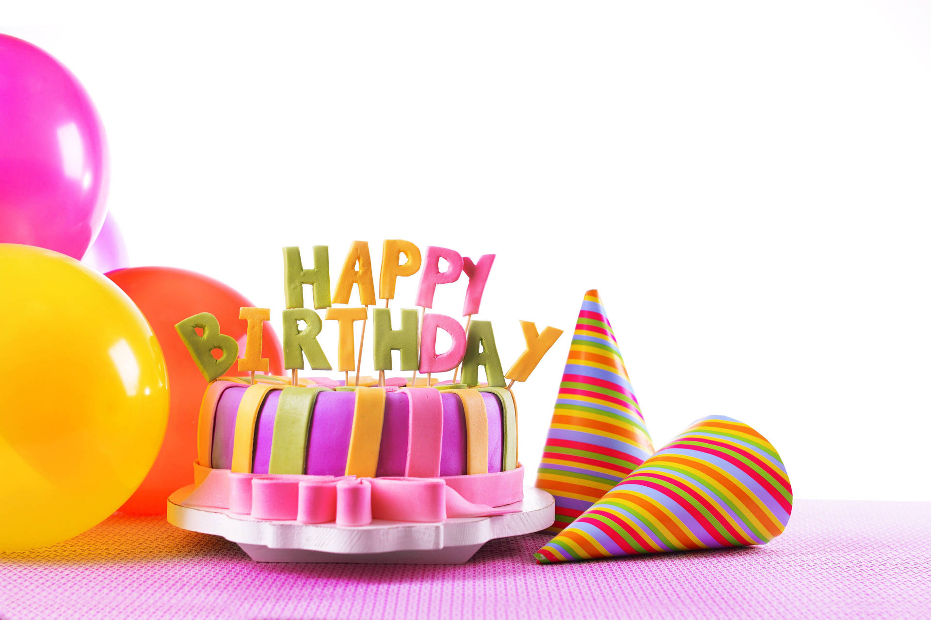 Happy Birthday Letters On Cake Background