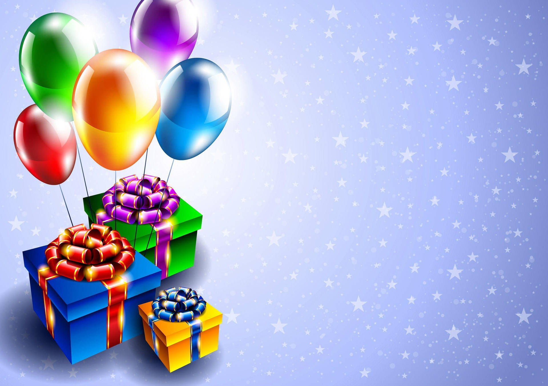 Happy Birthday Presents With Balloons Background