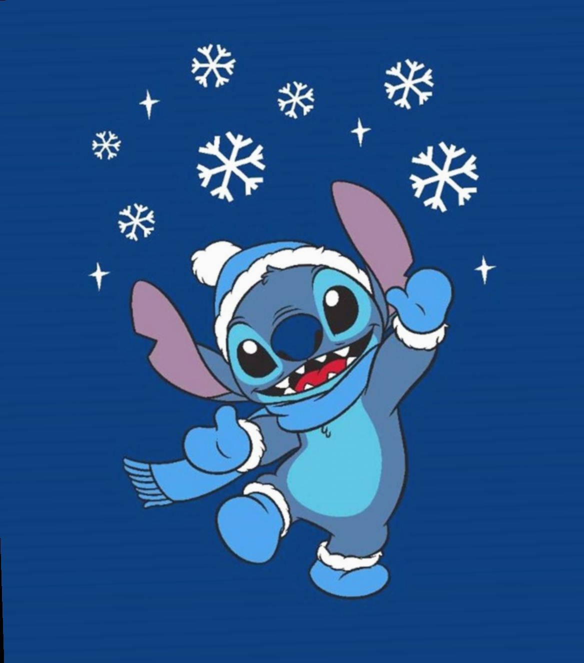 Happy Christmas Stitch In Dark Blue Background