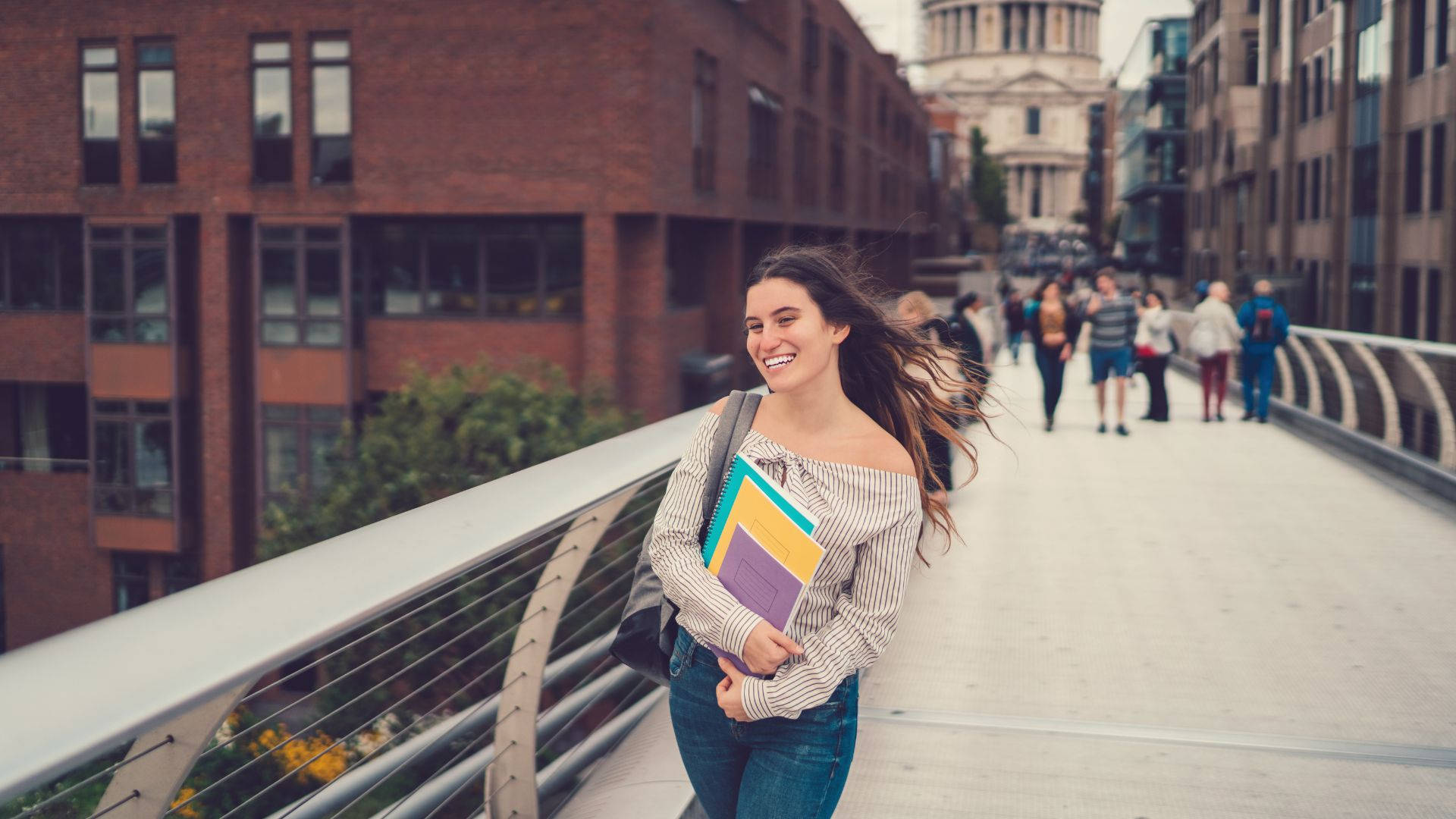 Happy College Scholar Student Millennium Bridge