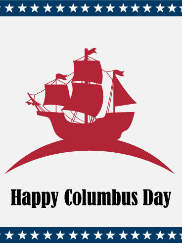 Happy Columbus Day Red Boat Background