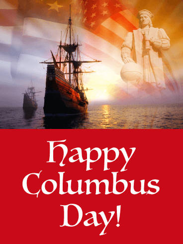 Happy Columbus Day Red Poster Background