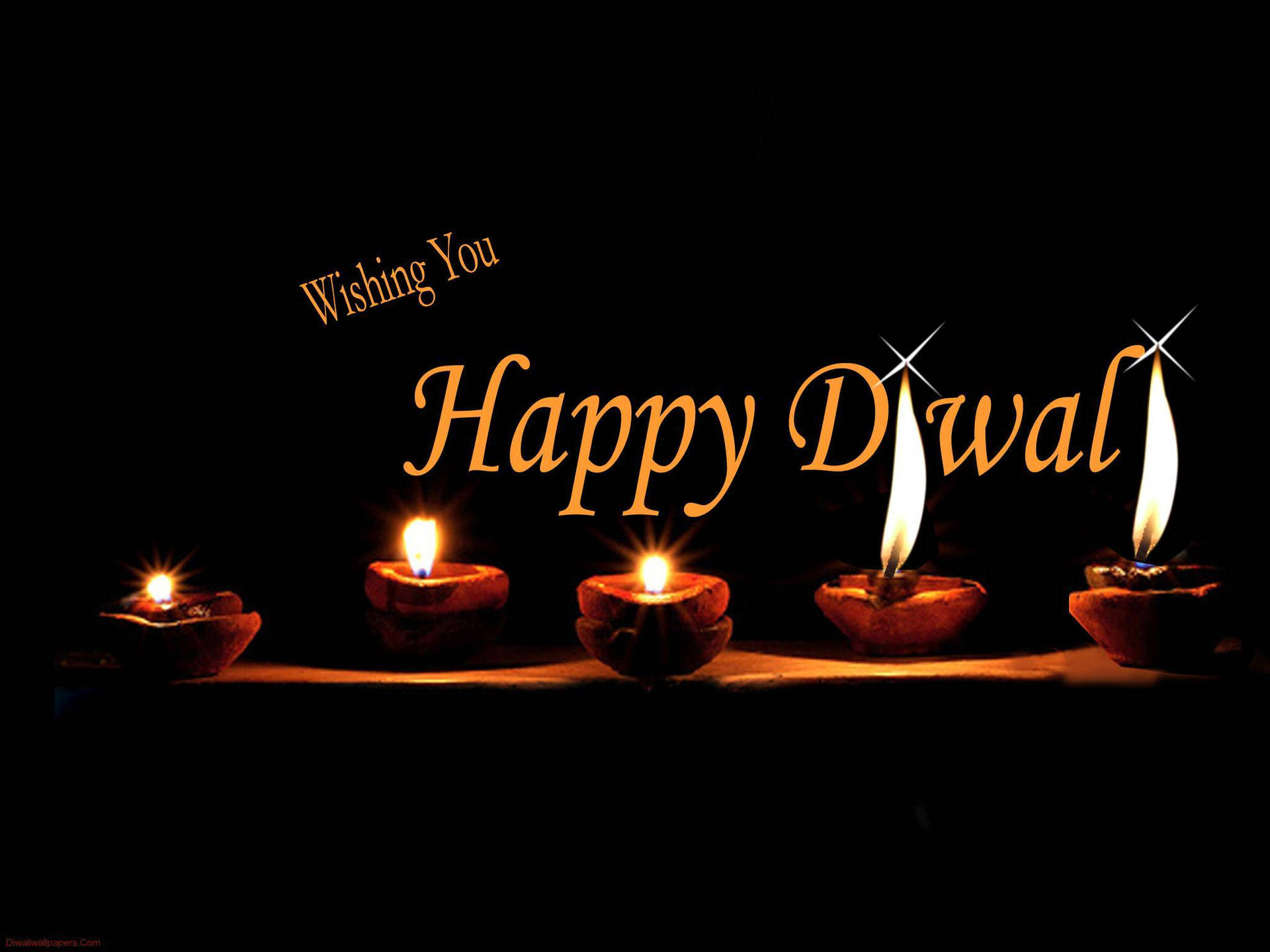 Happy Diwali Candles In Dark Background
