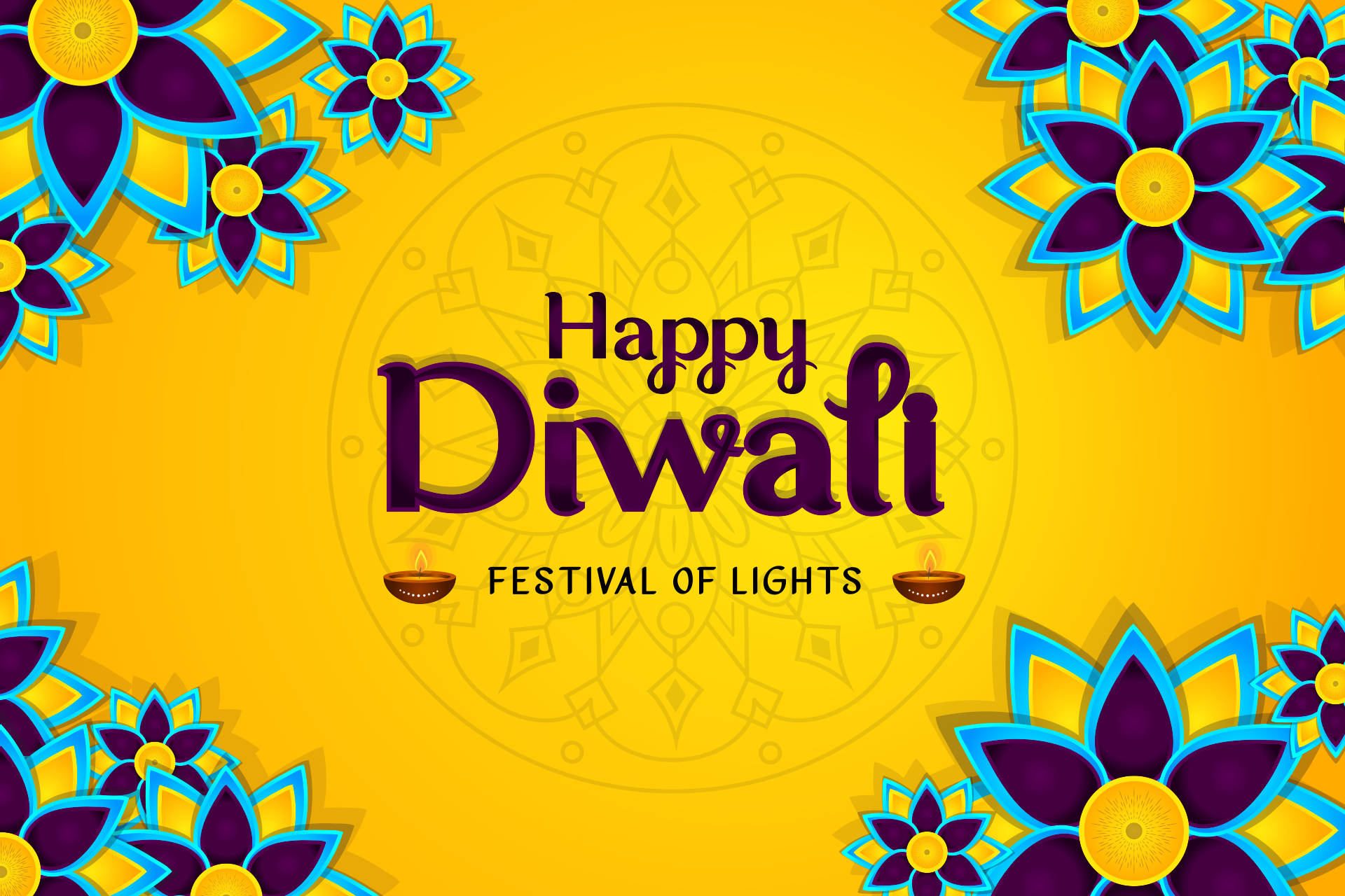 Happy Diwali Floral Lanterns Background