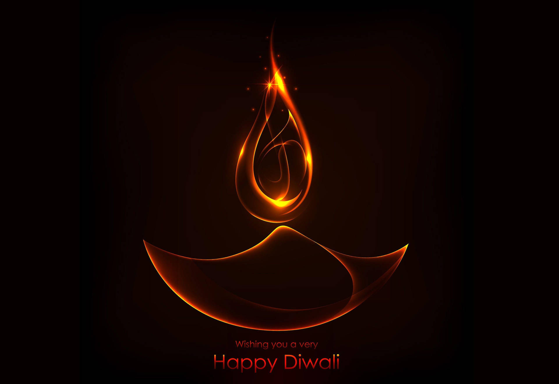 Happy Diwali Orange Oil Lamp