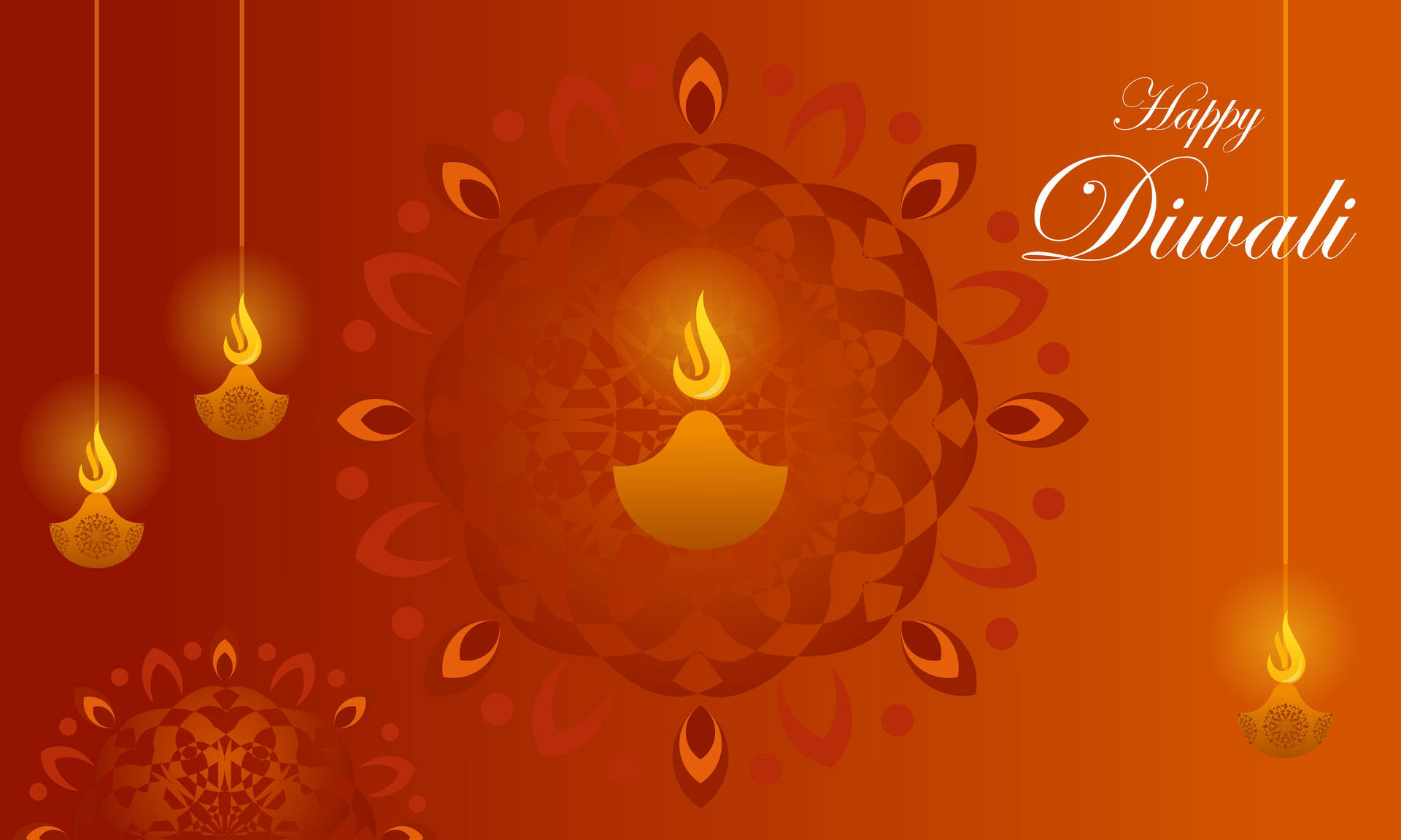 Happy Diwali Orange Oil Lamps Background