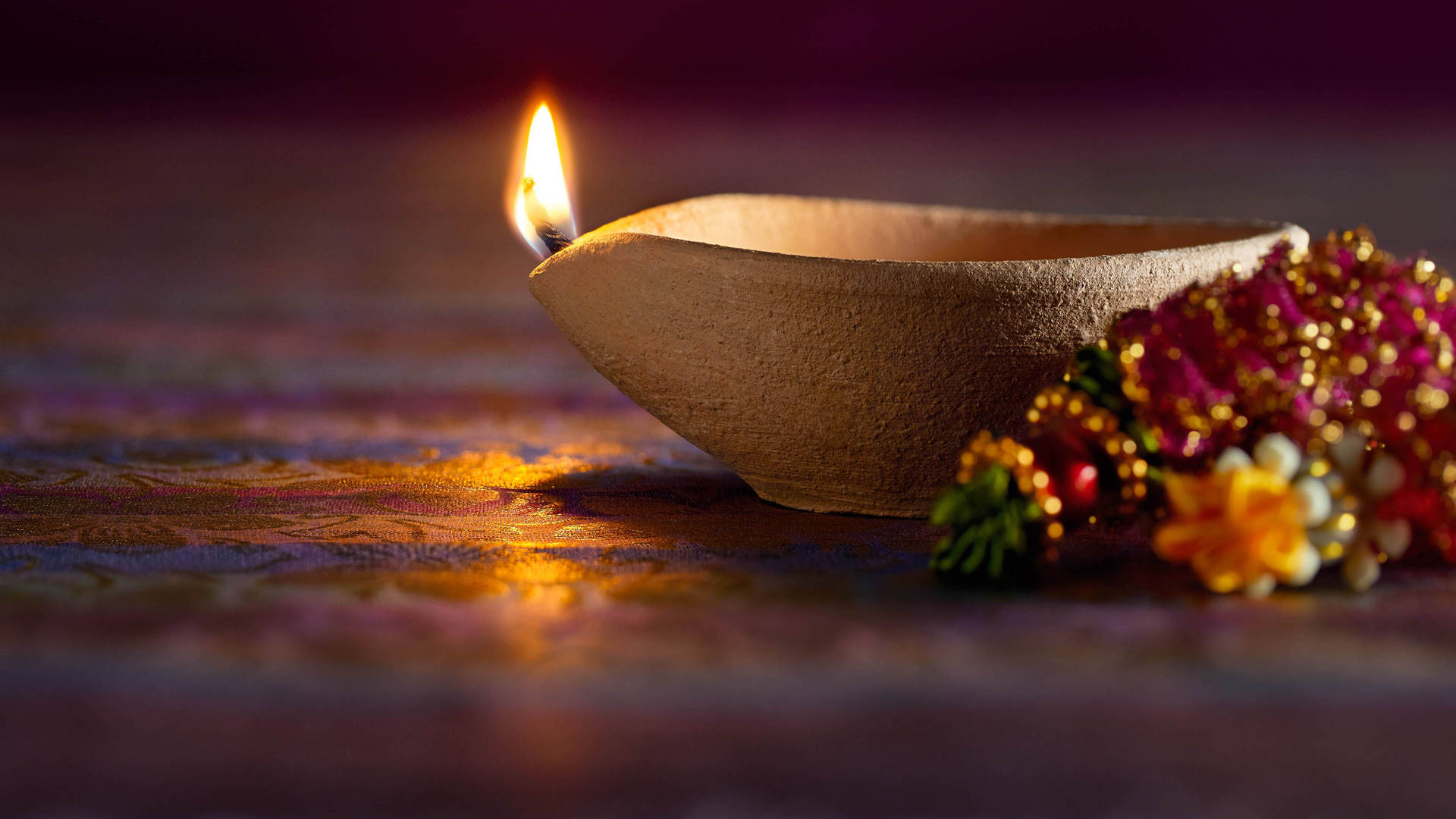 Happy Diwali Religious Oil Lamps Background