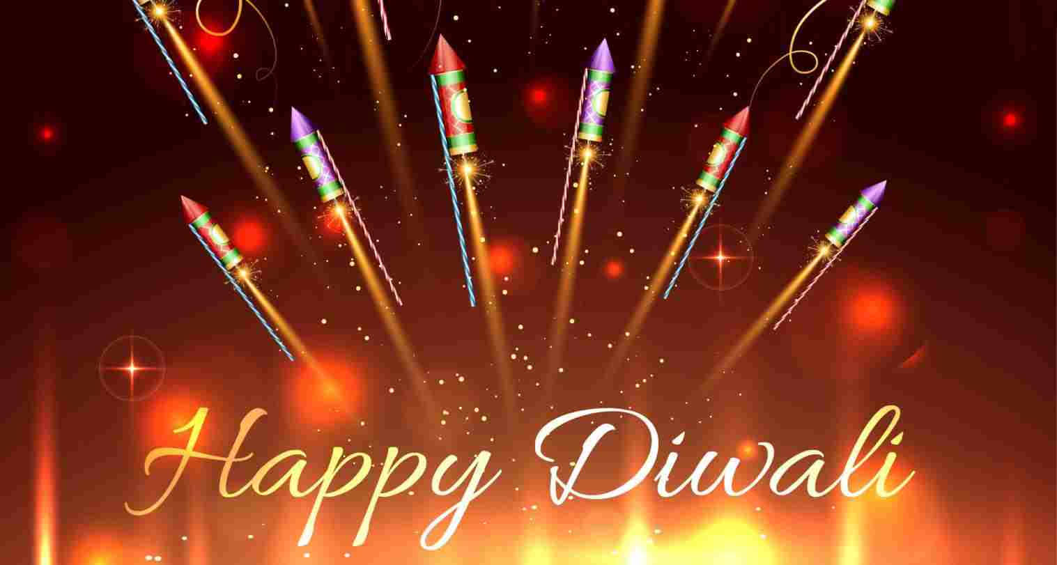 Happy Diwali Rocket Fire Crackers Background