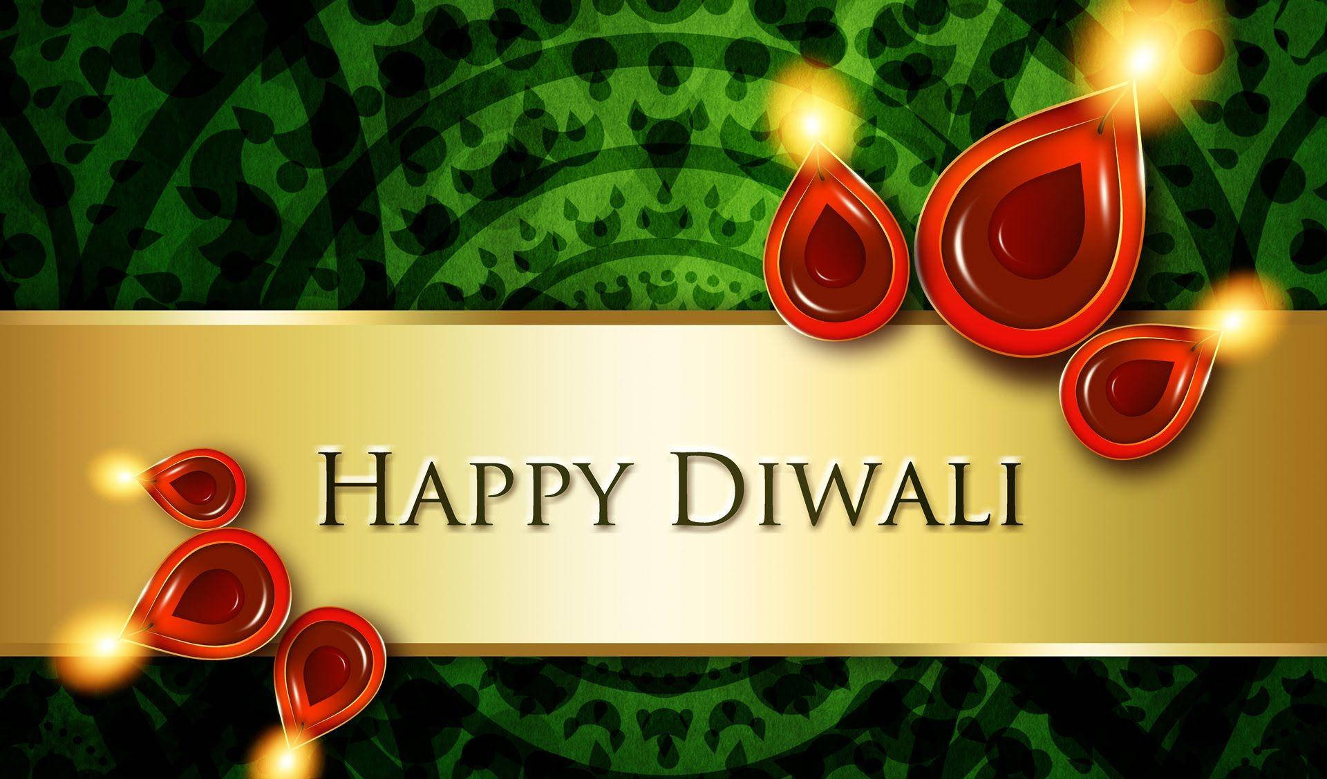 Happy Diwali With Red Candles Background
