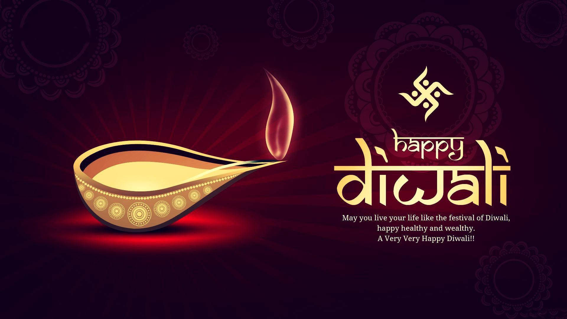Happy Diwali With Stylised Hindu Letters