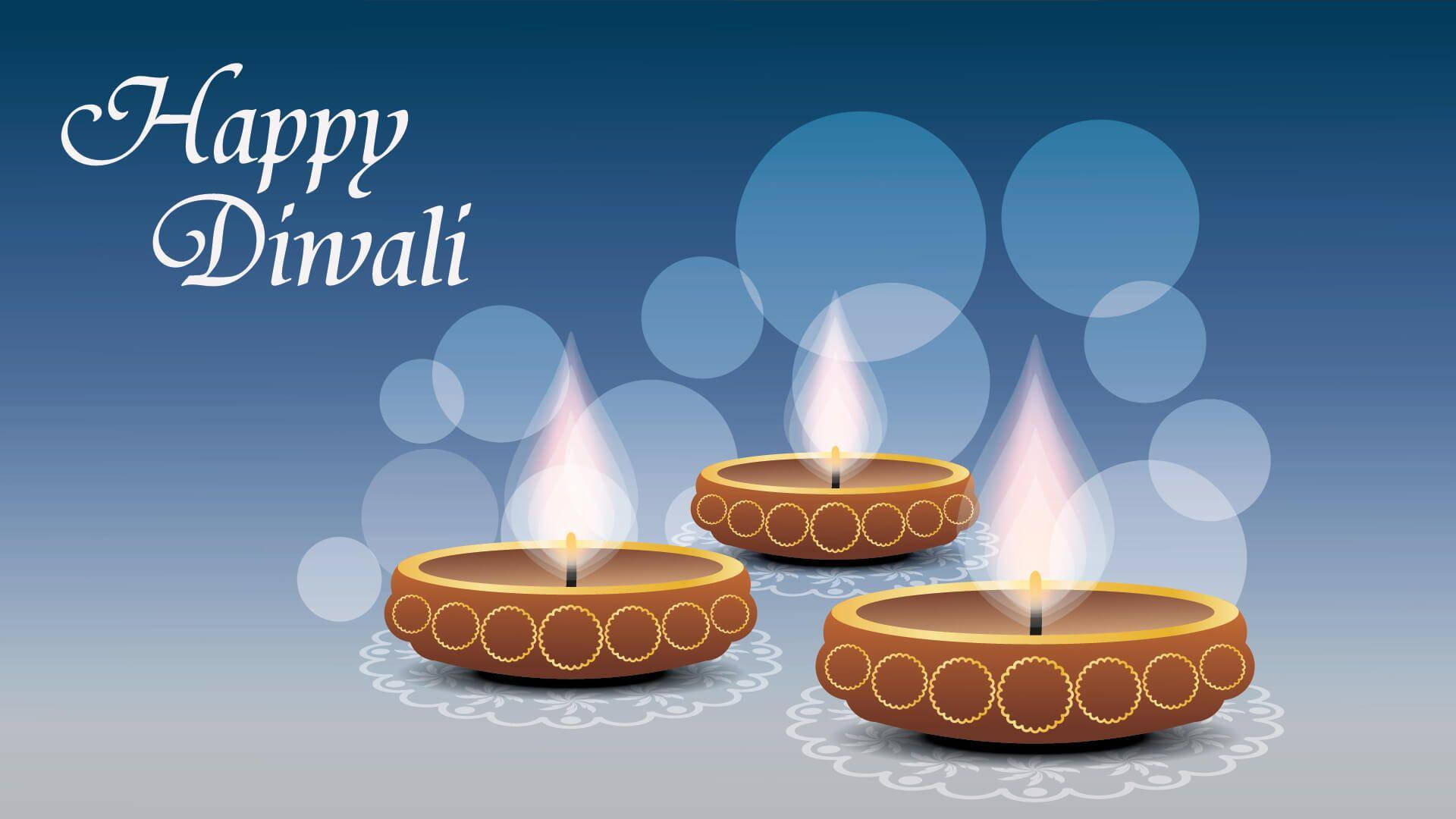 Happy Diwali Wooden Oil Lamps Background