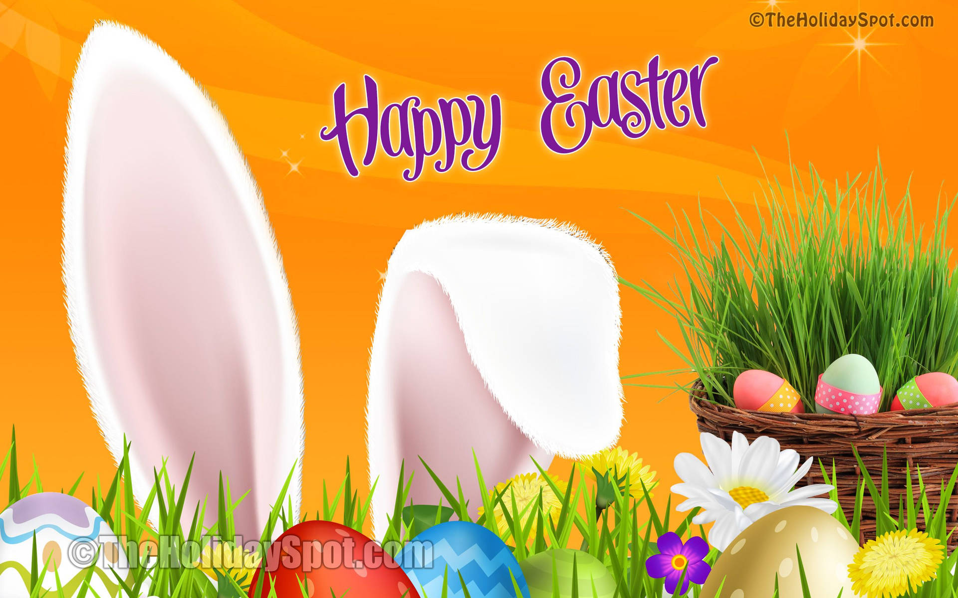 Happy Easter And Rabbit's Ears Background