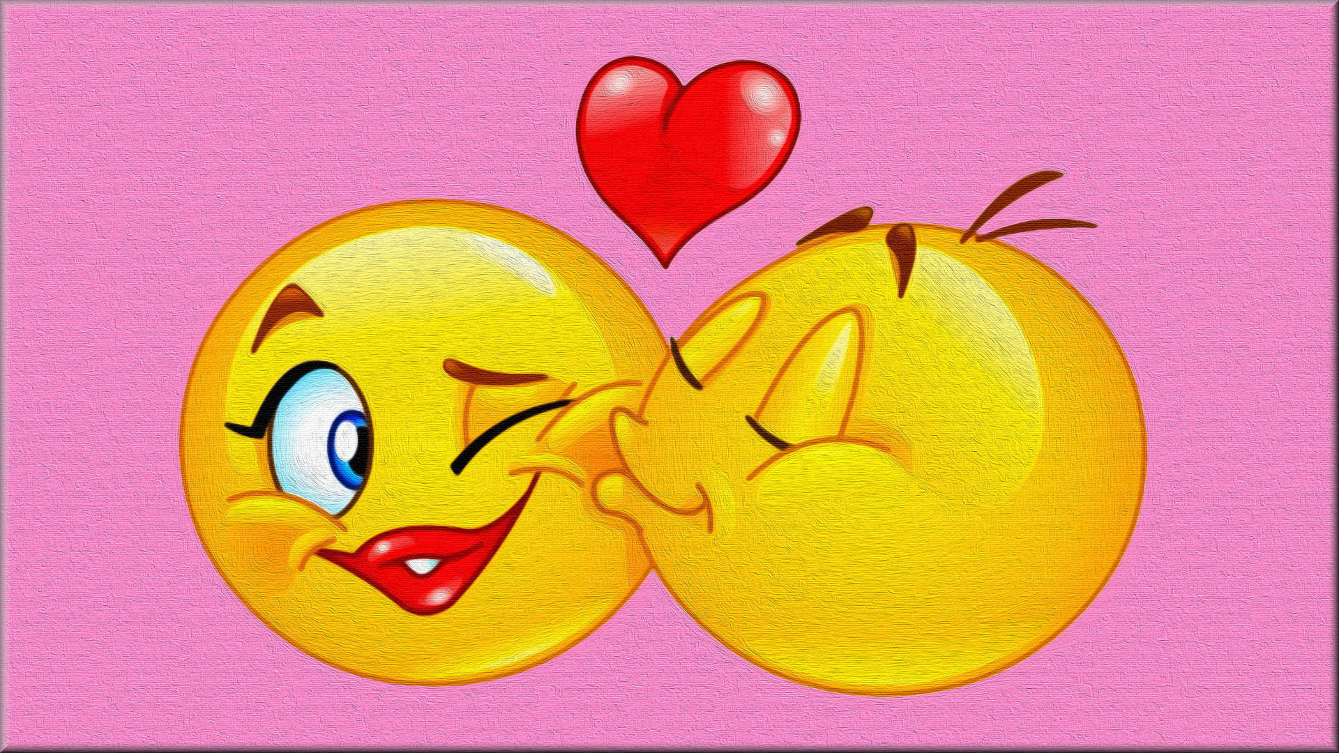 Happy Emoji In Love Background