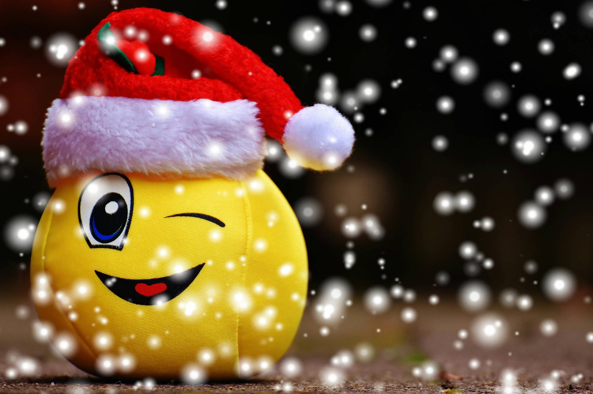 Happy Emoji Santa Hat Background