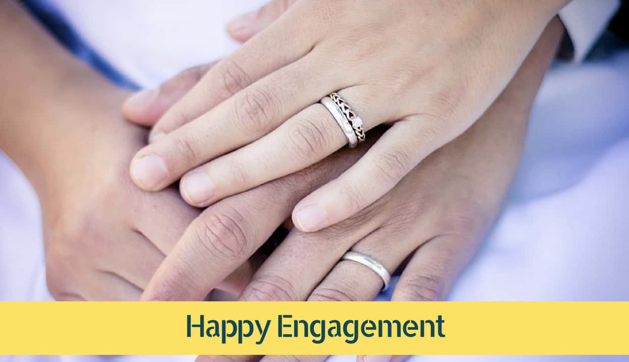 Happy Engagement Greeting Couple Rings Background